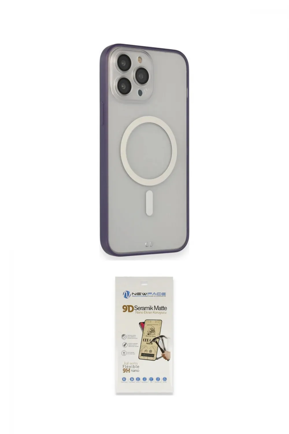 ieg™ iPhone 14 Pro Kılıf Siluet Işık Koleksiyonu - Siyah Mat Seramik Nano Ekran Koruyucu