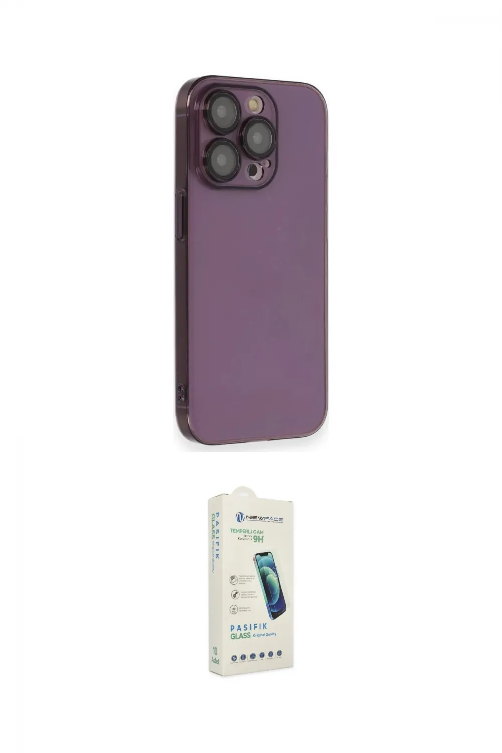 ieg™ iPhone 14 Pro Kılıf Siluet Minimal Özel Seri - Şeffaf Pasifik Cam Ekran Koruyucu