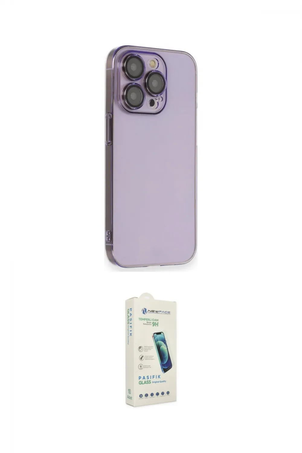 ieg™ iPhone 14 Pro Kılıf Siluet Minimal Özel Seri - Şeffaf Pasifik Cam Ekran Koruyucu