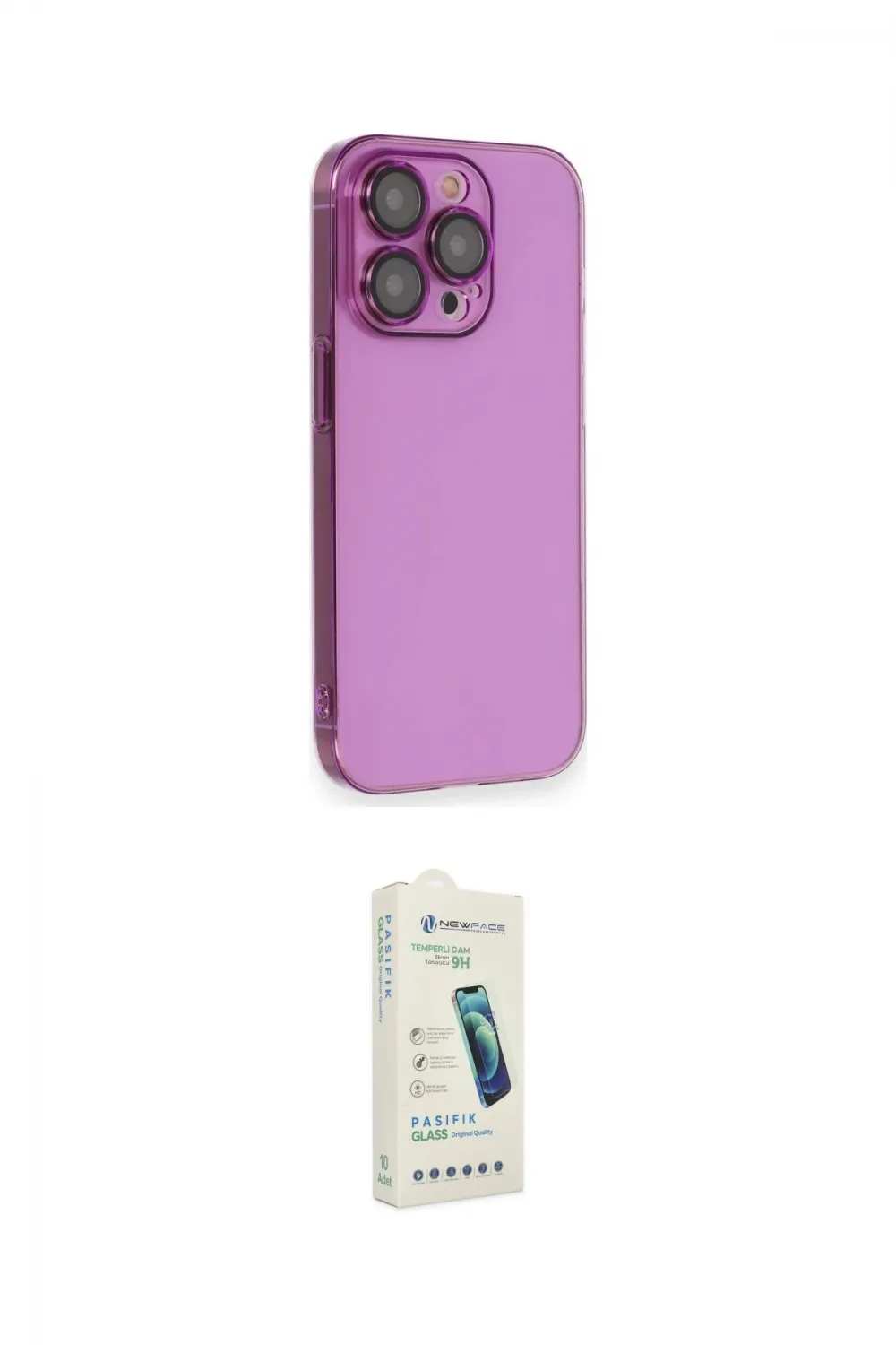 ieg™ iPhone 14 Pro Kılıf Siluet Minimal Özel Seri - Şeffaf Pasifik Cam Ekran Koruyucu