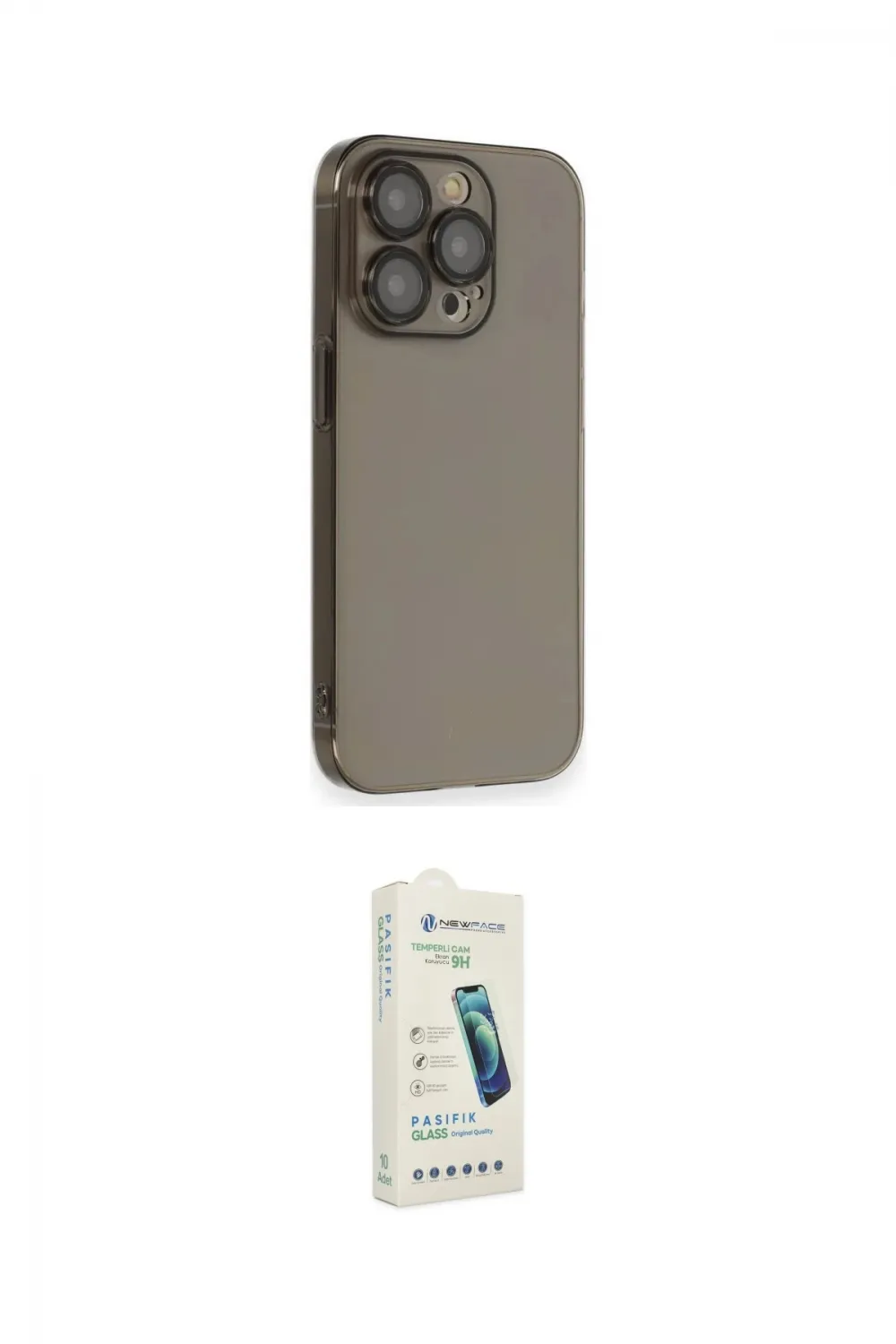 ieg™ iPhone 14 Pro Kılıf Siluet Minimal Özel Seri - Şeffaf Pasifik Cam Ekran Koruyucu
