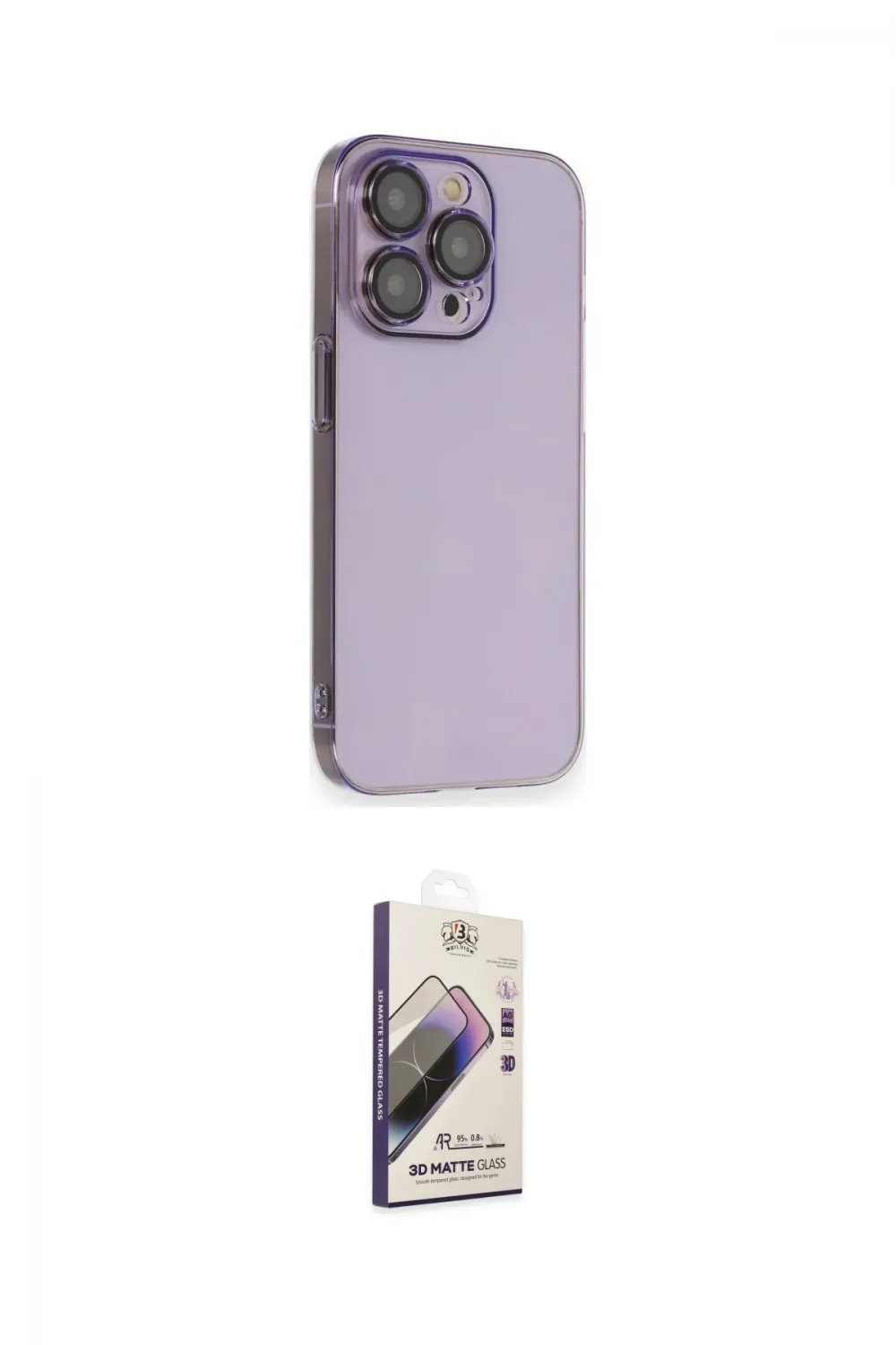 ieg™ iPhone 14 Pro Kılıf Siluet Minimal Özel Seri - Siyah Bilvis 3D Mat Cam Ekran Koruyucu
