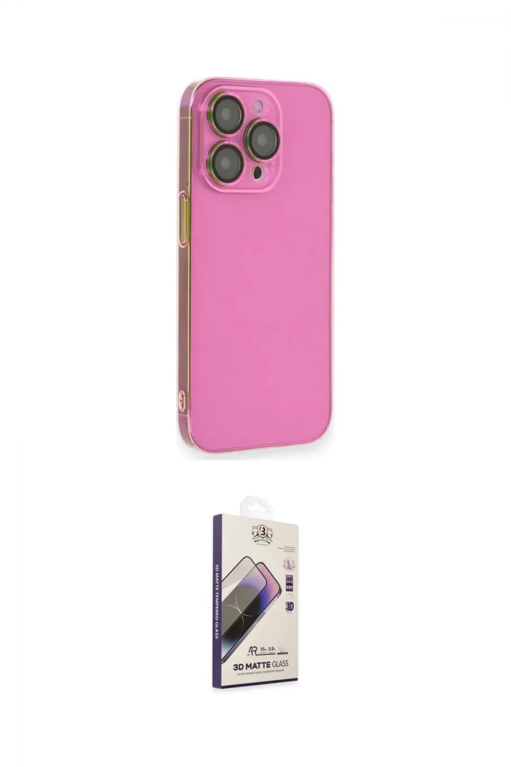 ieg™ iPhone 14 Pro Kılıf Siluet Minimal Özel Seri - Siyah Bilvis 3D Mat Cam Ekran Koruyucu