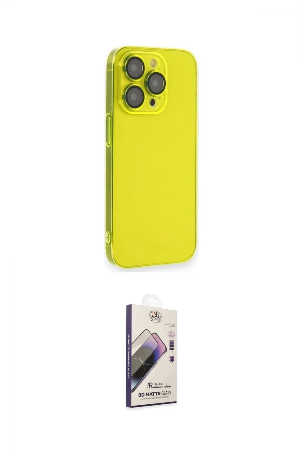 ieg™ iPhone 14 Pro Kılıf Siluet Minimal Özel Seri - Siyah Bilvis 3D Mat Cam Ekran Koruyucu