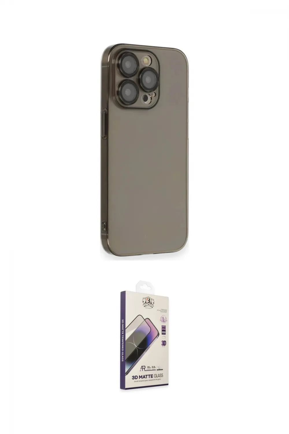 ieg™ iPhone 14 Pro Kılıf Siluet Minimal Özel Seri - Siyah Bilvis 3D Mat Cam Ekran Koruyucu
