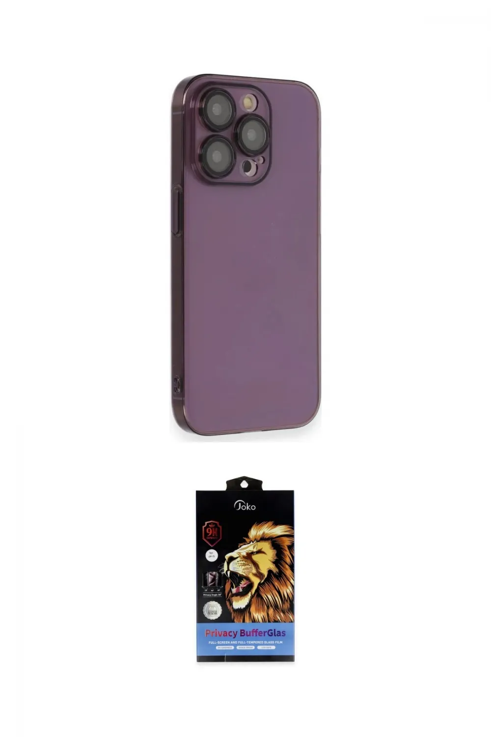 ieg™ iPhone 14 Pro Kılıf Siluet Minimal Özel Seri - Siyah Buffer Hayalet Cam Ekran Koruyucu
