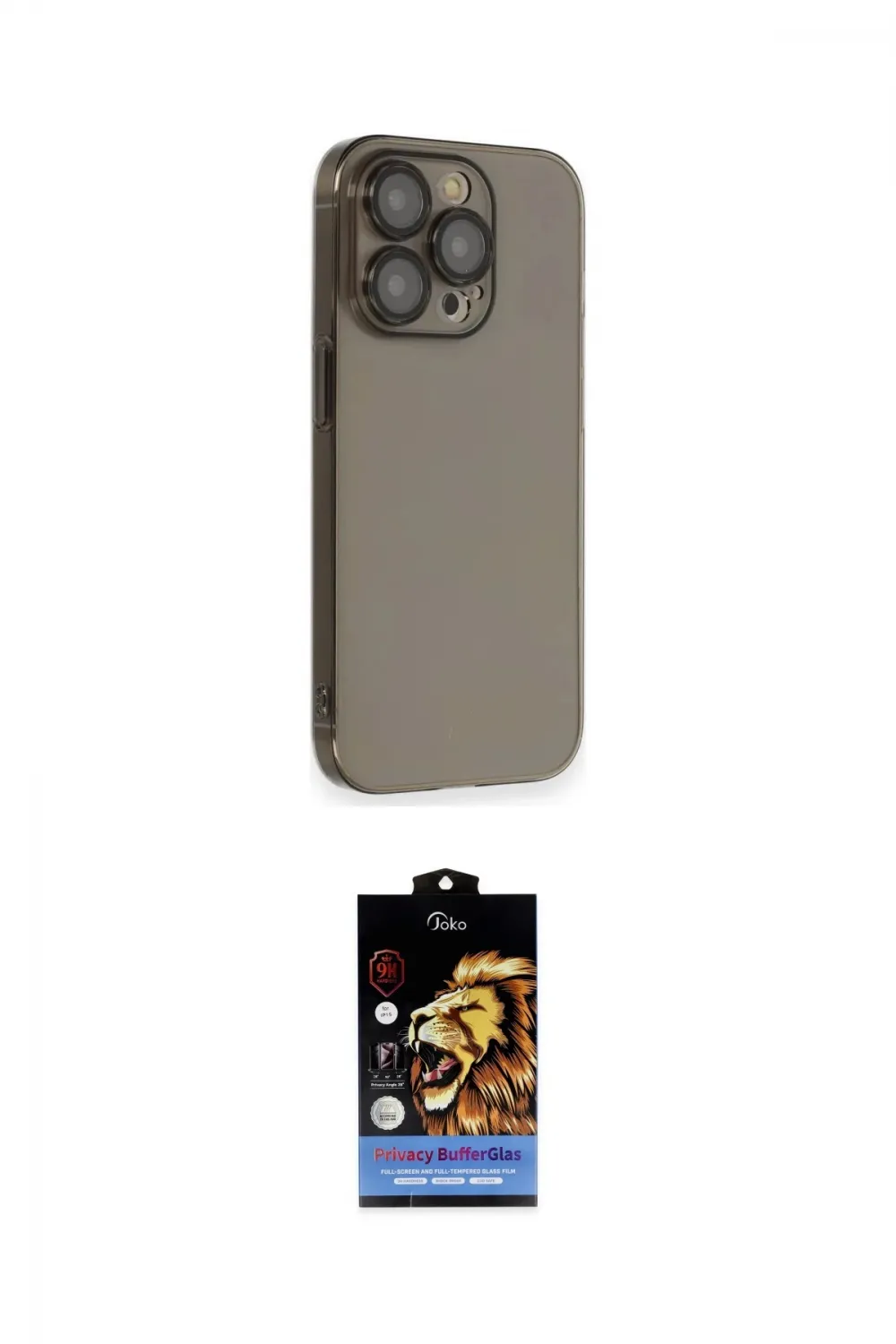 ieg™ iPhone 14 Pro Kılıf Siluet Minimal Özel Seri - Siyah Buffer Hayalet Cam Ekran Koruyucu
