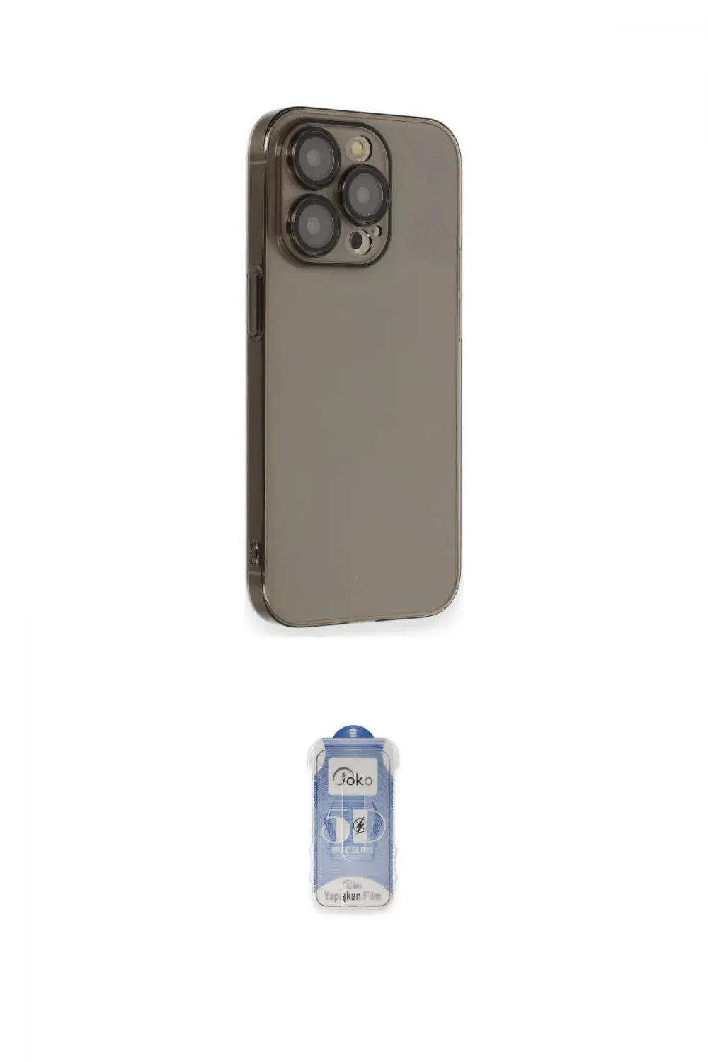 ieg™ iPhone 14 Pro Kılıf Siluet Minimal Özel Seri - Siyah Joko Magic 5D Cam