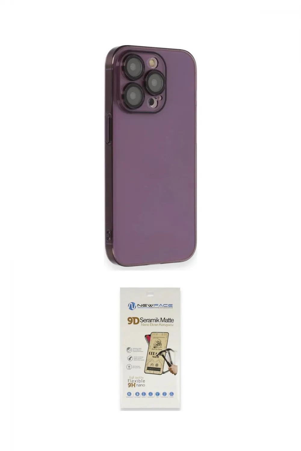 ieg™ iPhone 14 Pro Kılıf Siluet Minimal Özel Seri - Siyah Mat Seramik Nano Ekran Koruyucu