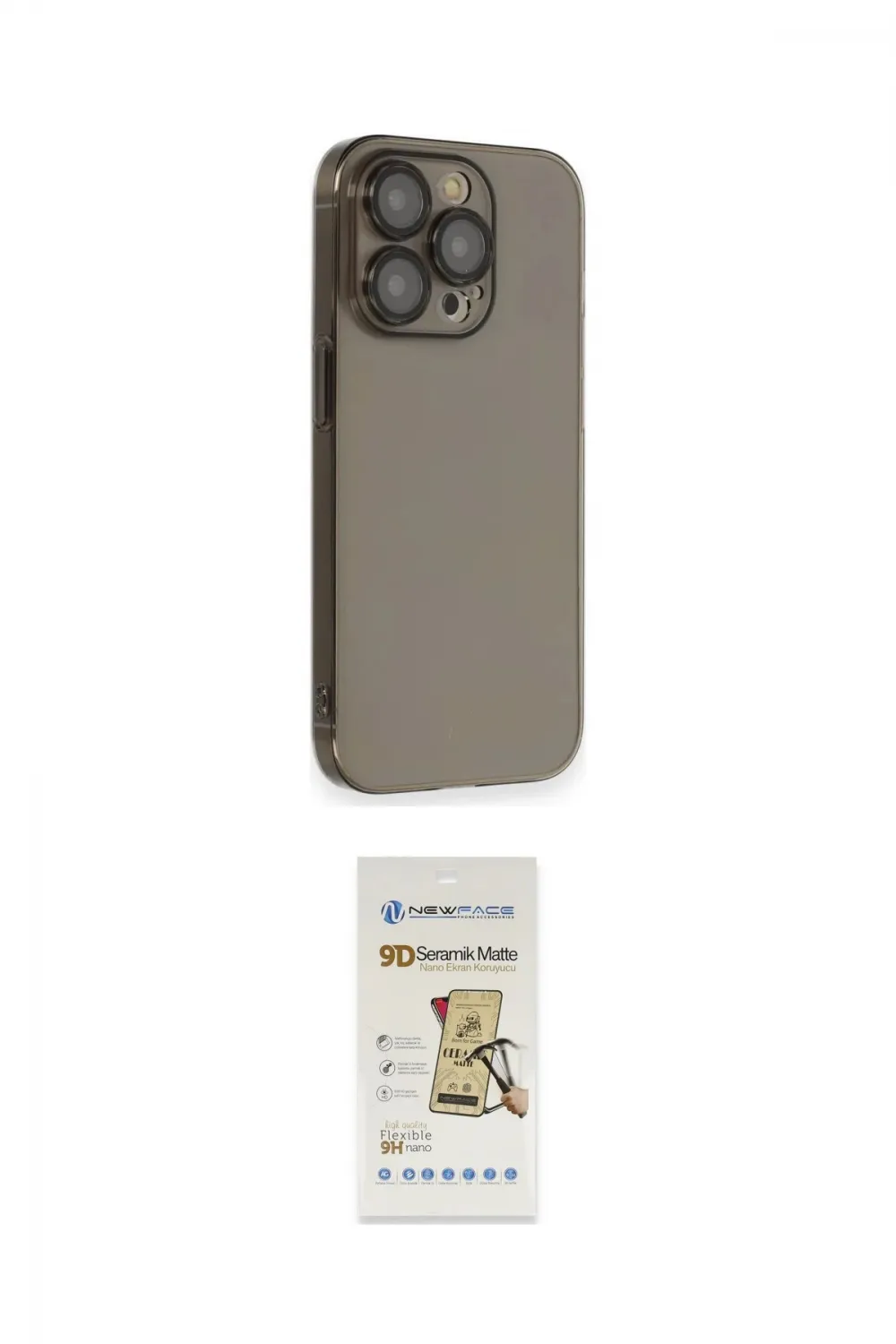 ieg™ iPhone 14 Pro Kılıf Siluet Minimal Özel Seri - Siyah Mat Seramik Nano Ekran Koruyucu