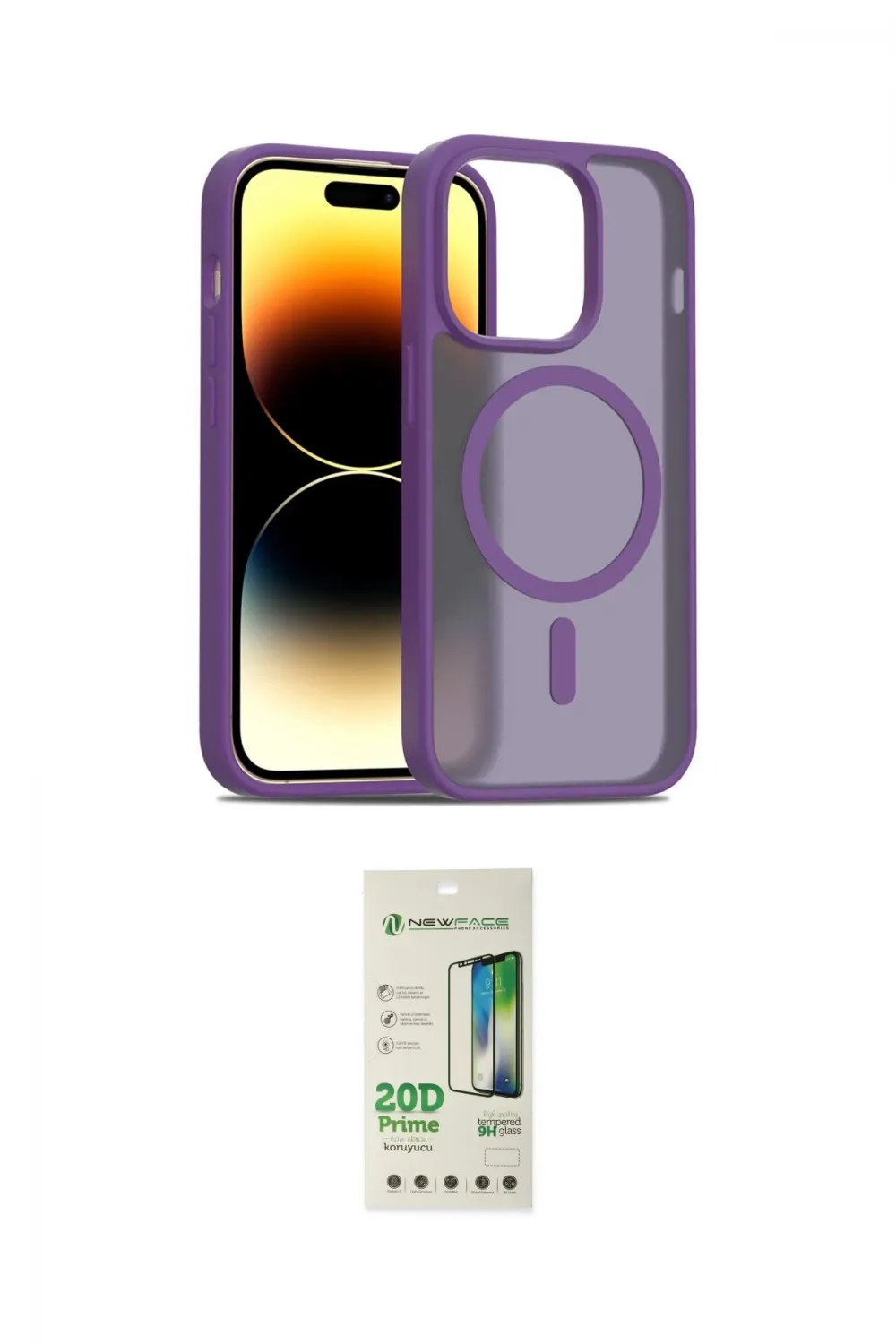 ieg™ iPhone 14 Pro Kılıf Siluet Minimal Prime - Siyah 20D Premium Cam Ekran Koruyucu