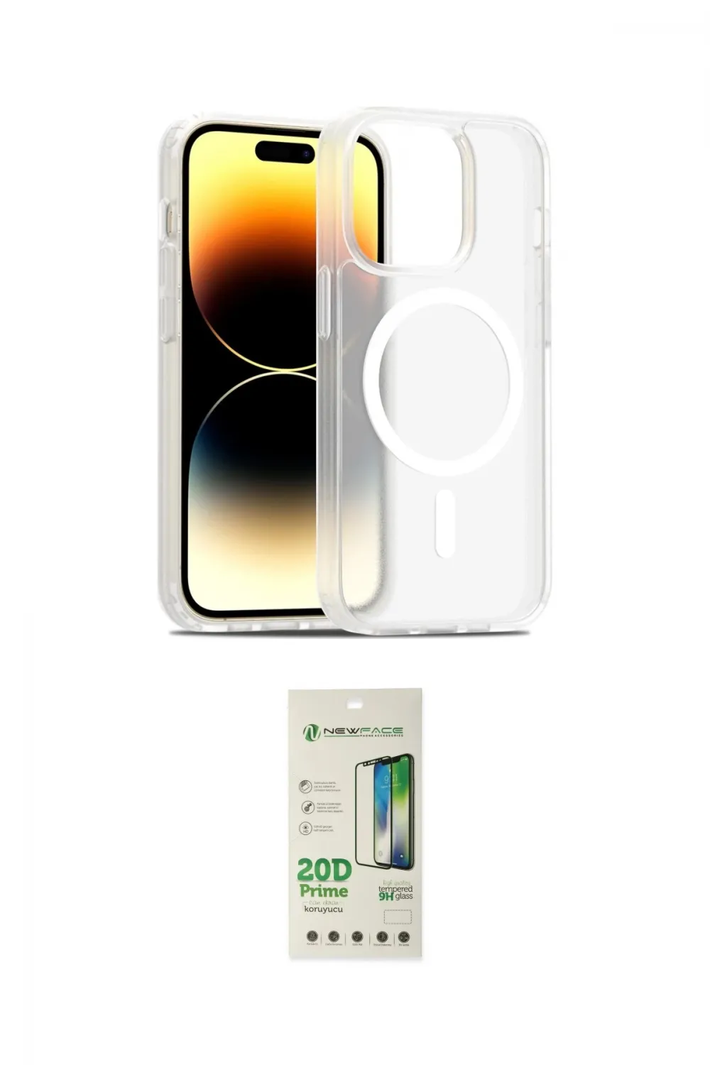 ieg™ iPhone 14 Pro Kılıf Siluet Minimal Prime - Siyah 20D Premium Cam Ekran Koruyucu