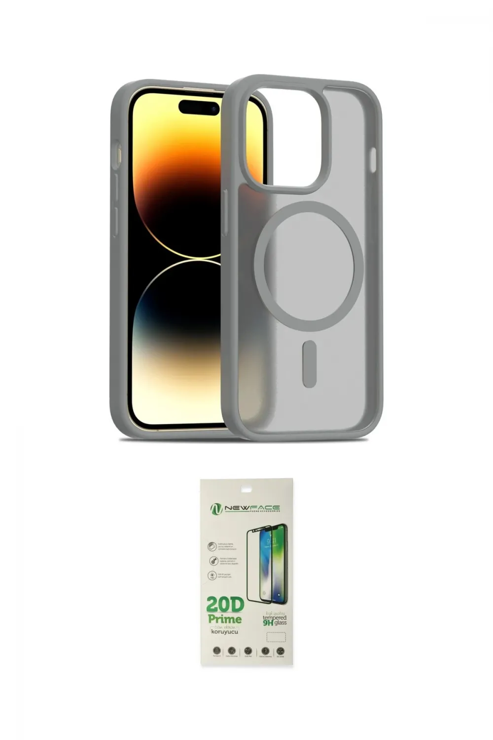 ieg™ iPhone 14 Pro Kılıf Siluet Minimal Prime - Siyah 20D Premium Cam Ekran Koruyucu