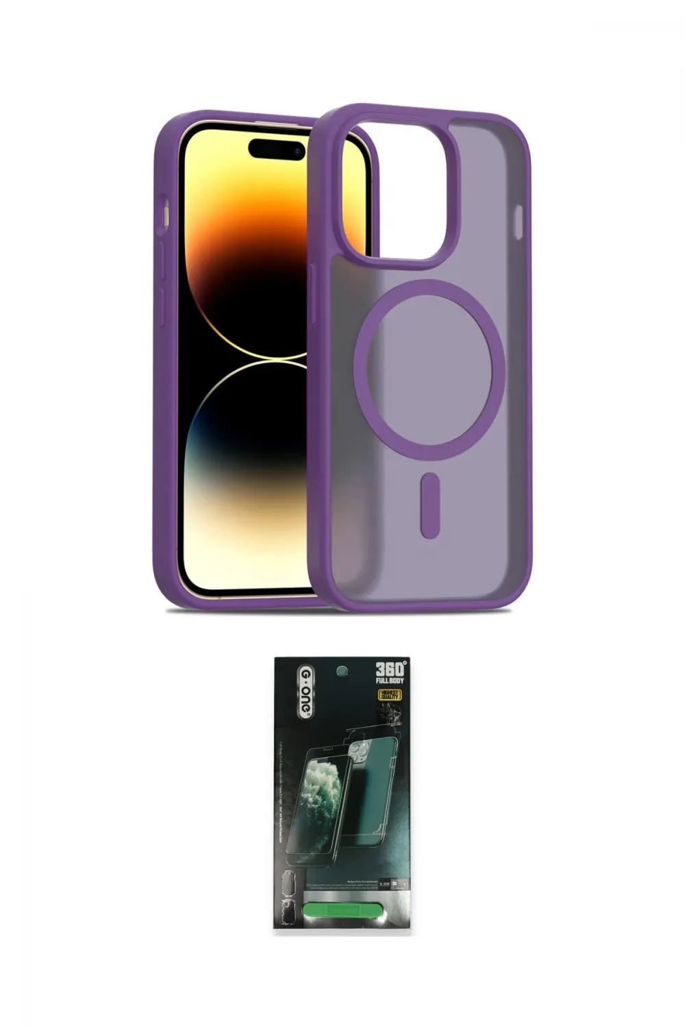 ieg™ iPhone 14 Pro Kılıf Siluet Minimal Prime - Siyah 360 Mat Full Body Arka Koruyucu