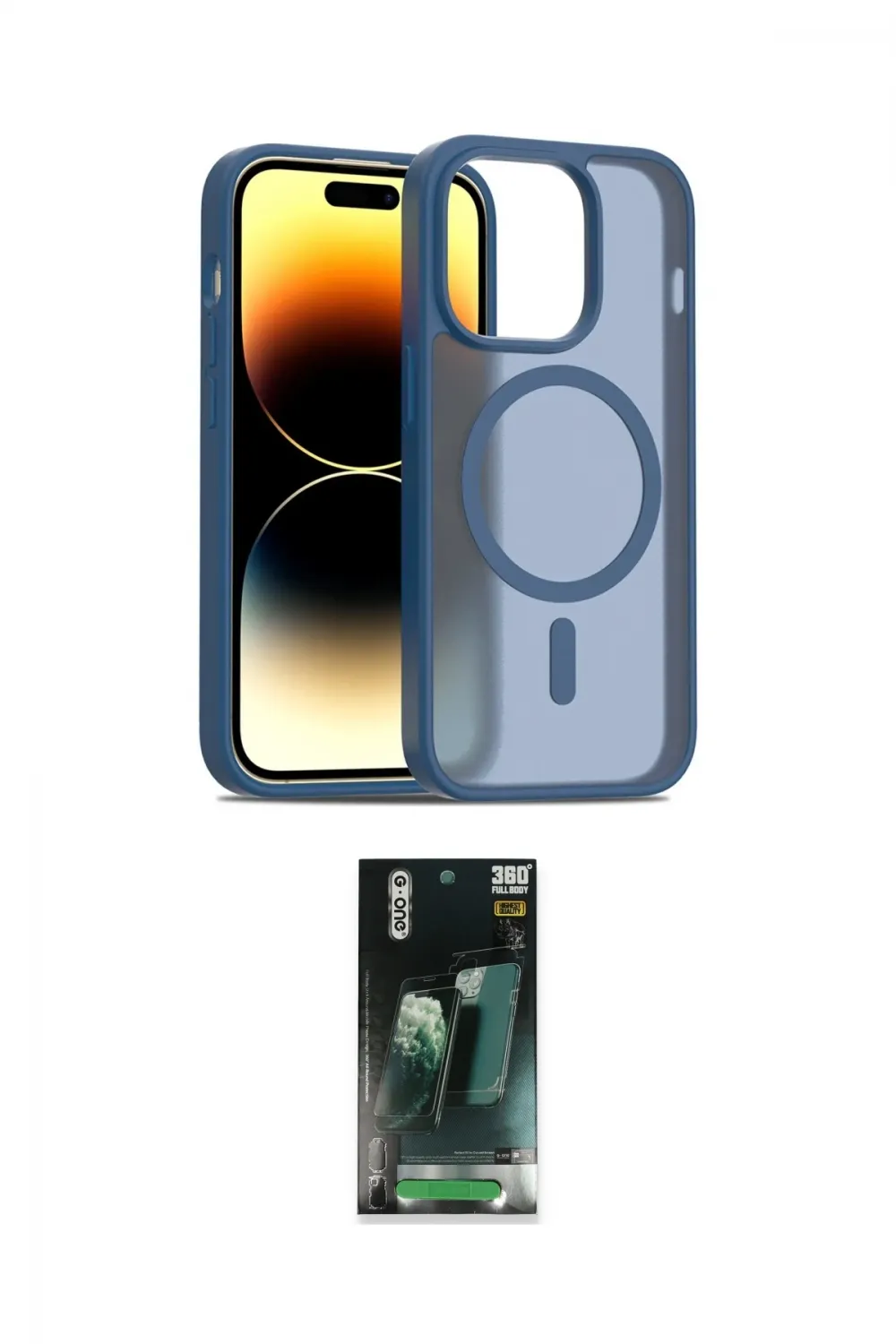 ieg™ iPhone 14 Pro Kılıf Siluet Minimal Prime - Siyah 360 Mat Full Body Arka Koruyucu