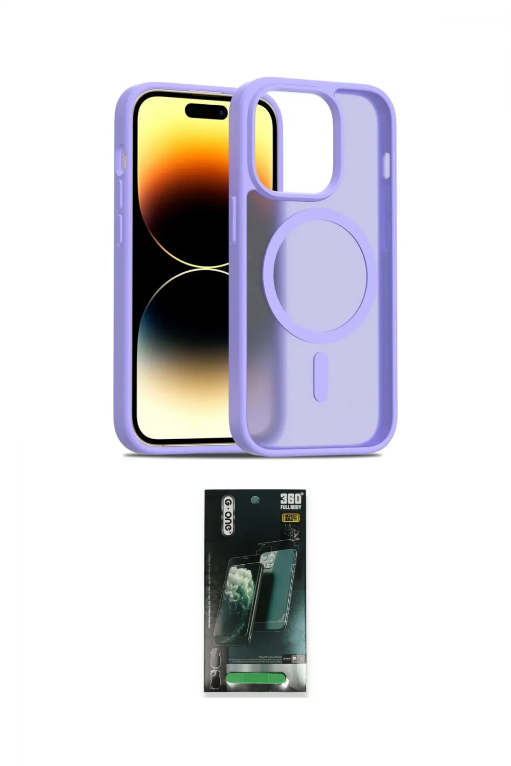 ieg™ iPhone 14 Pro Kılıf Siluet Minimal Prime - Siyah 360 Mat Full Body Arka Koruyucu