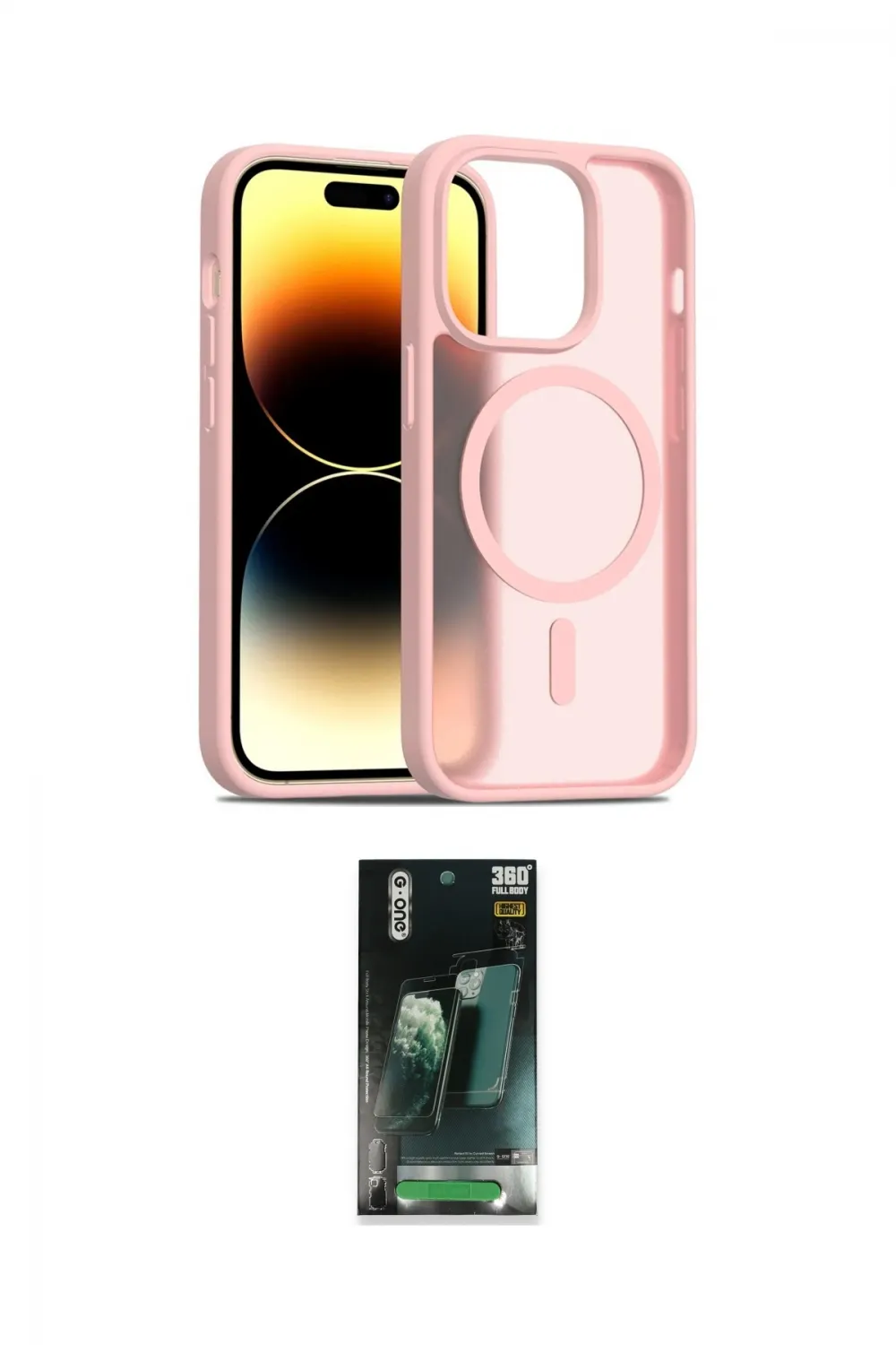 ieg™ iPhone 14 Pro Kılıf Siluet Minimal Prime - Siyah 360 Mat Full Body Arka Koruyucu