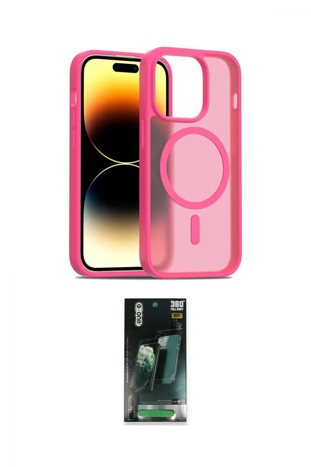 ieg™ iPhone 14 Pro Kılıf Siluet Minimal Prime - Siyah 360 Mat Full Body Arka Koruyucu