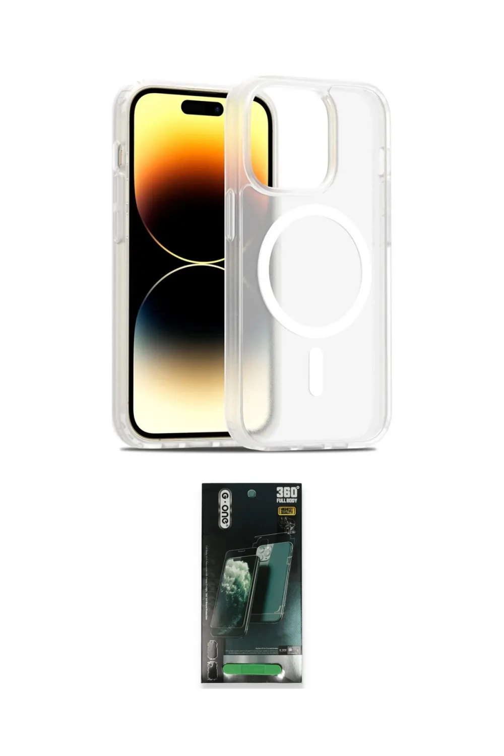 ieg™ iPhone 14 Pro Kılıf Siluet Minimal Prime - Siyah 360 Mat Full Body Arka Koruyucu