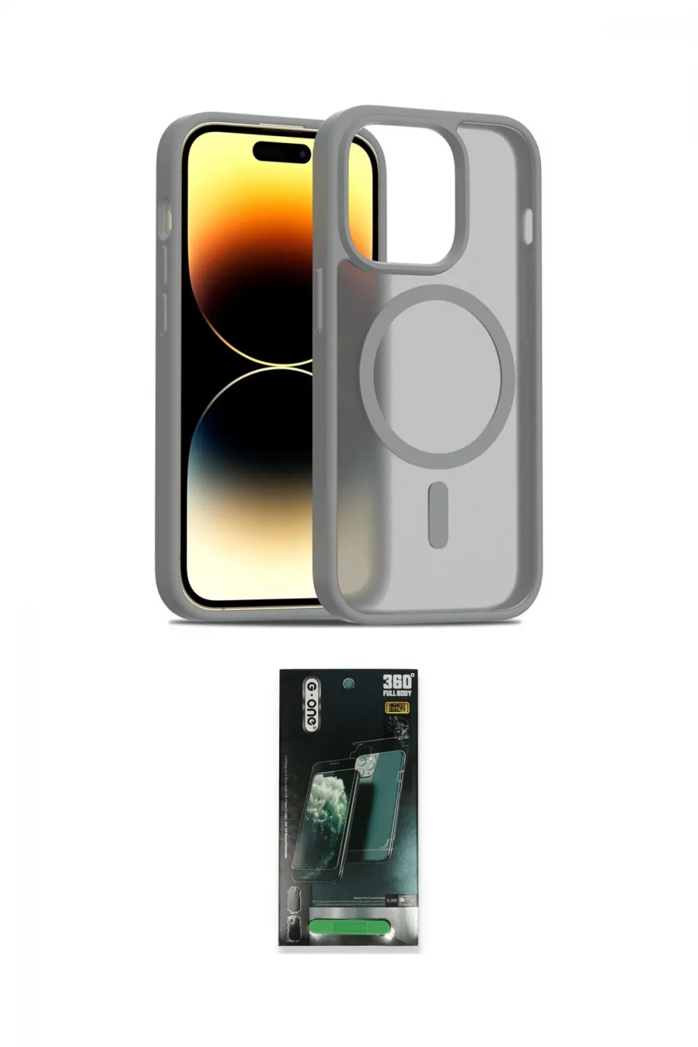ieg™ iPhone 14 Pro Kılıf Siluet Minimal Prime - Siyah 360 Mat Full Body Arka Koruyucu