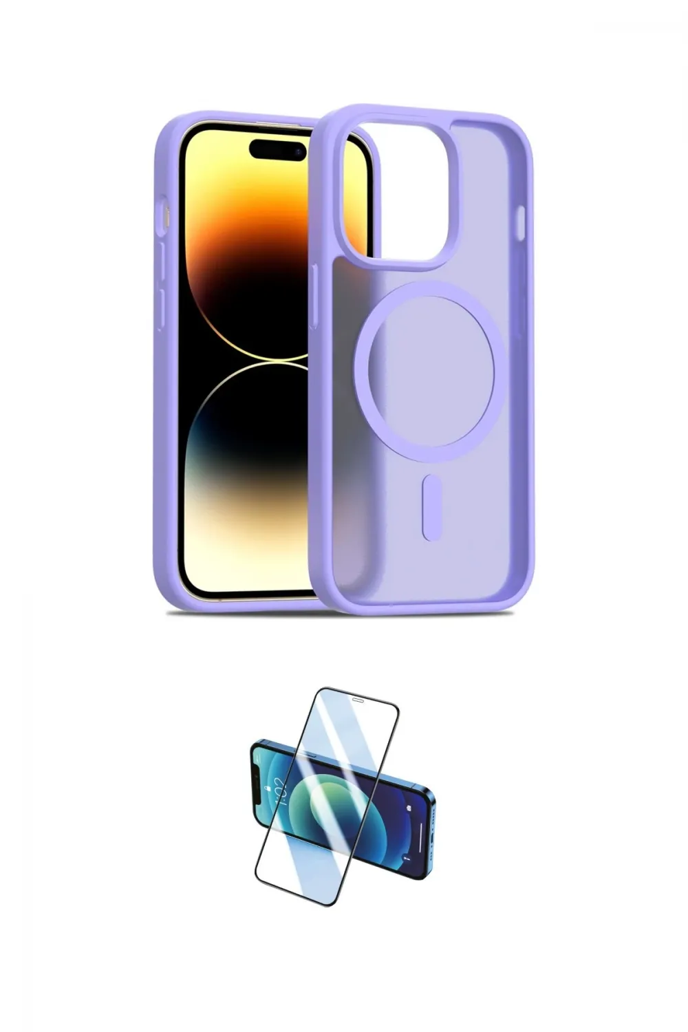 ieg™ iPhone 14 Pro Kılıf Siluet Minimal Prime - Siyah 3D Antistatik Cam Ekran Koruyucu