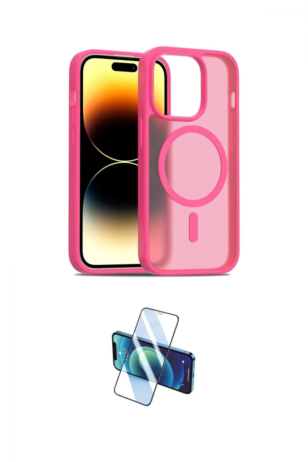 ieg™ iPhone 14 Pro Kılıf Siluet Minimal Prime - Siyah 3D Antistatik Cam Ekran Koruyucu