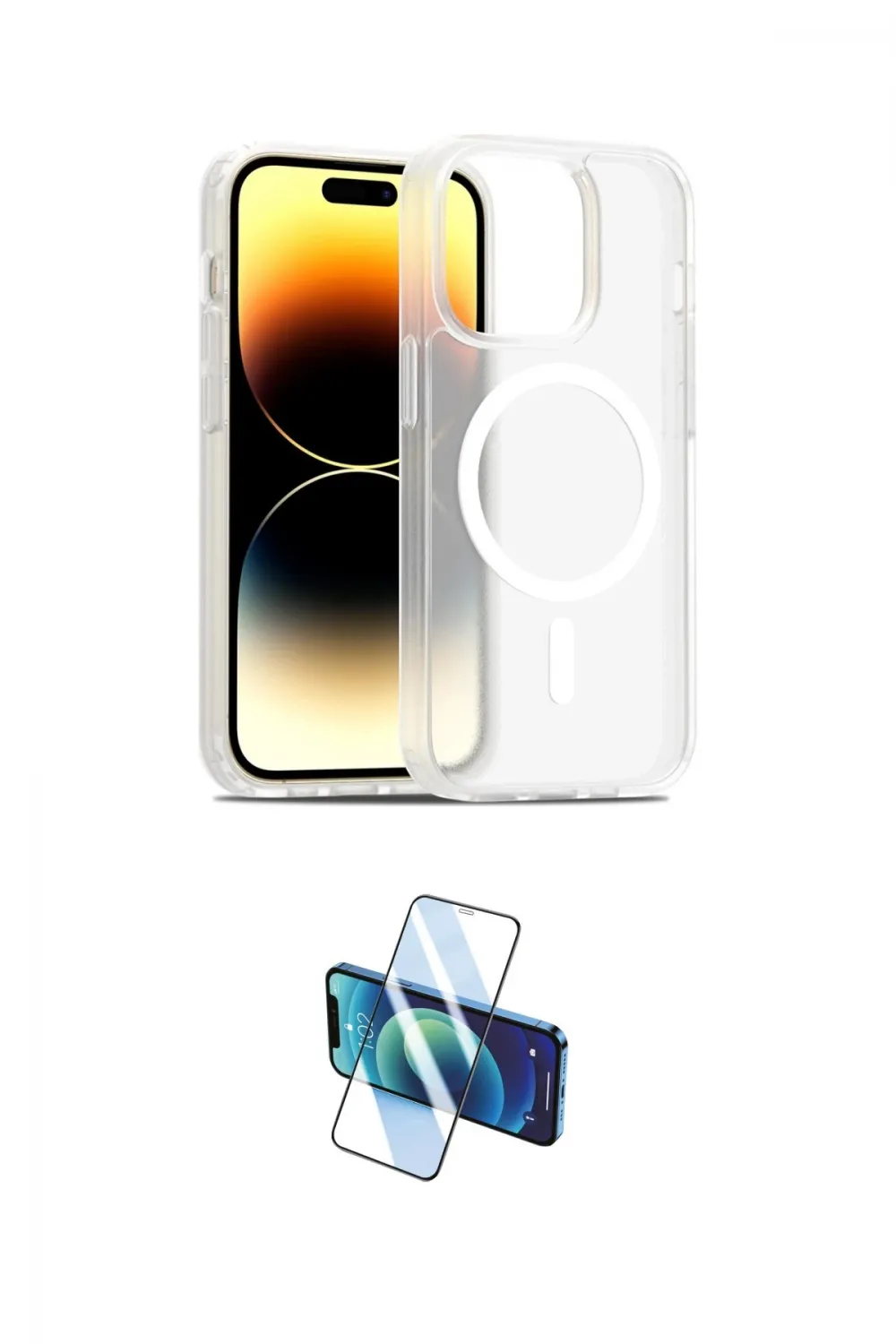 ieg™ iPhone 14 Pro Kılıf Siluet Minimal Prime - Siyah 3D Antistatik Cam Ekran Koruyucu