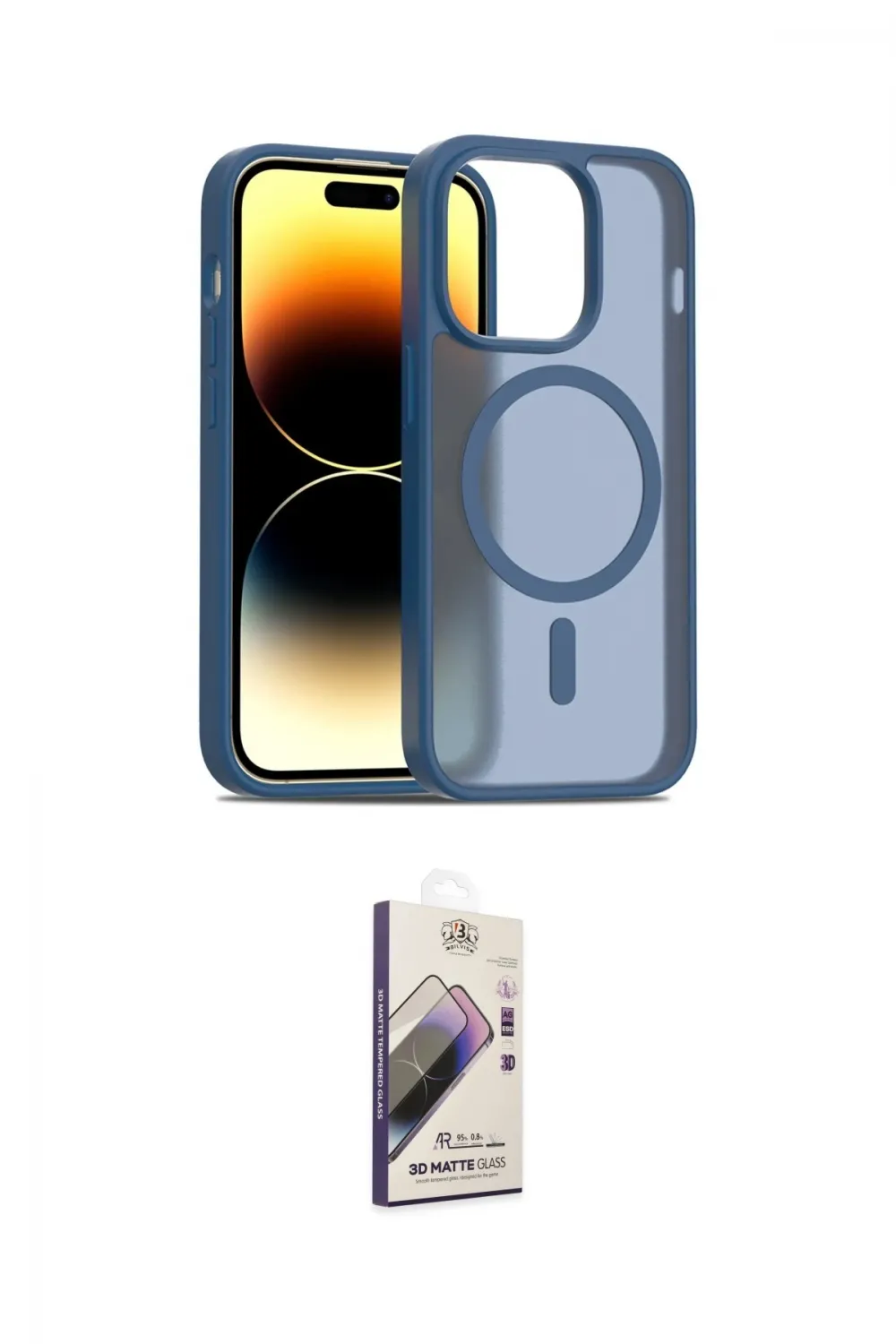 ieg™ iPhone 14 Pro Kılıf Siluet Minimal Prime - Siyah Bilvis 3D Mat Cam Ekran Koruyucu