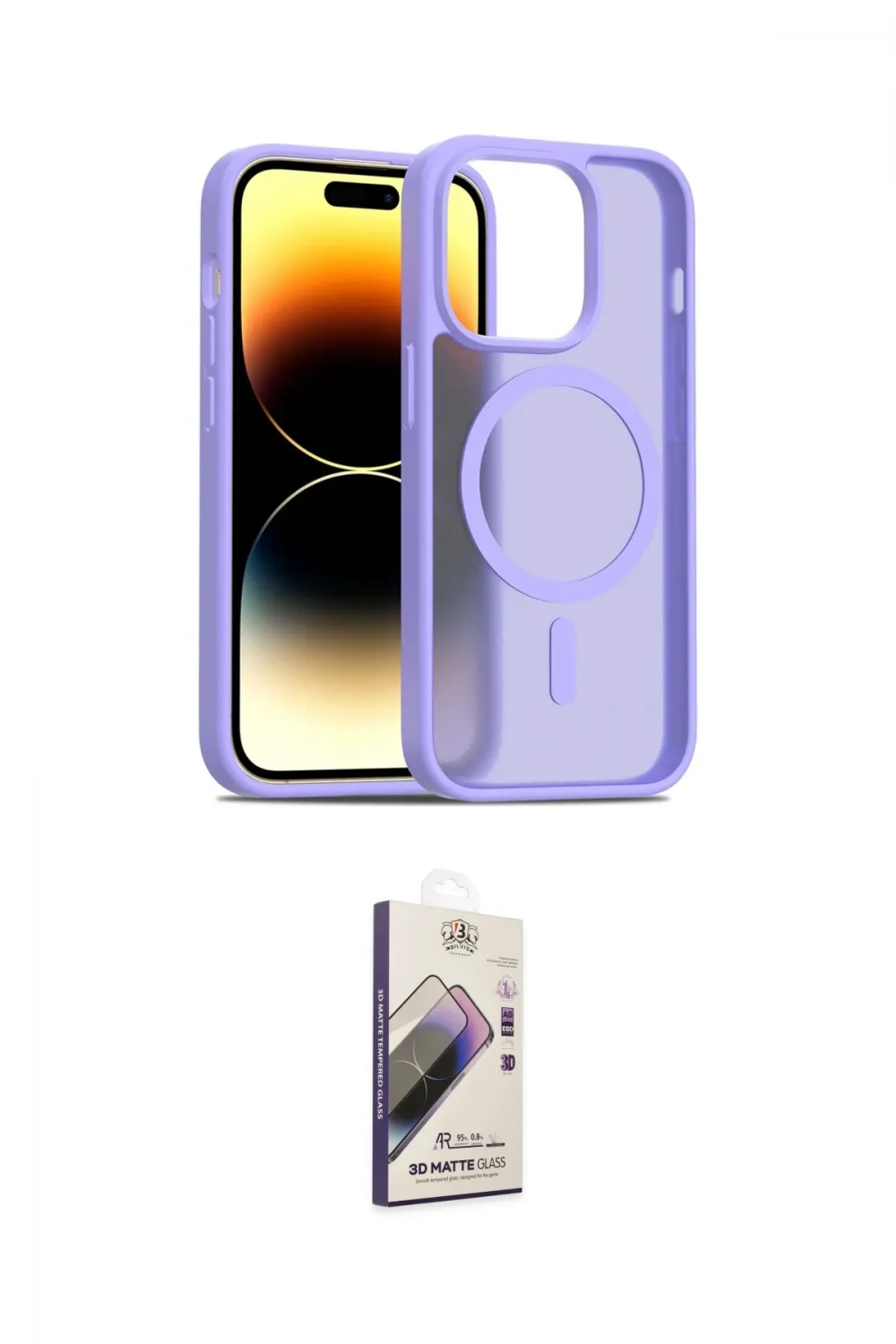 ieg™ iPhone 14 Pro Kılıf Siluet Minimal Prime - Siyah Bilvis 3D Mat Cam Ekran Koruyucu