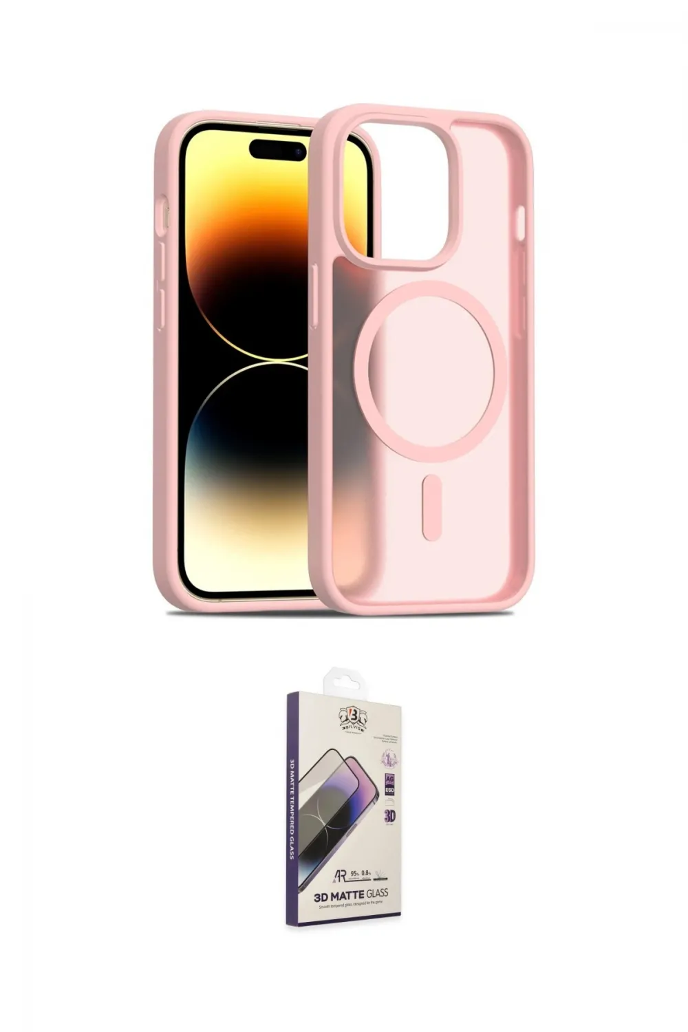 ieg™ iPhone 14 Pro Kılıf Siluet Minimal Prime - Siyah Bilvis 3D Mat Cam Ekran Koruyucu