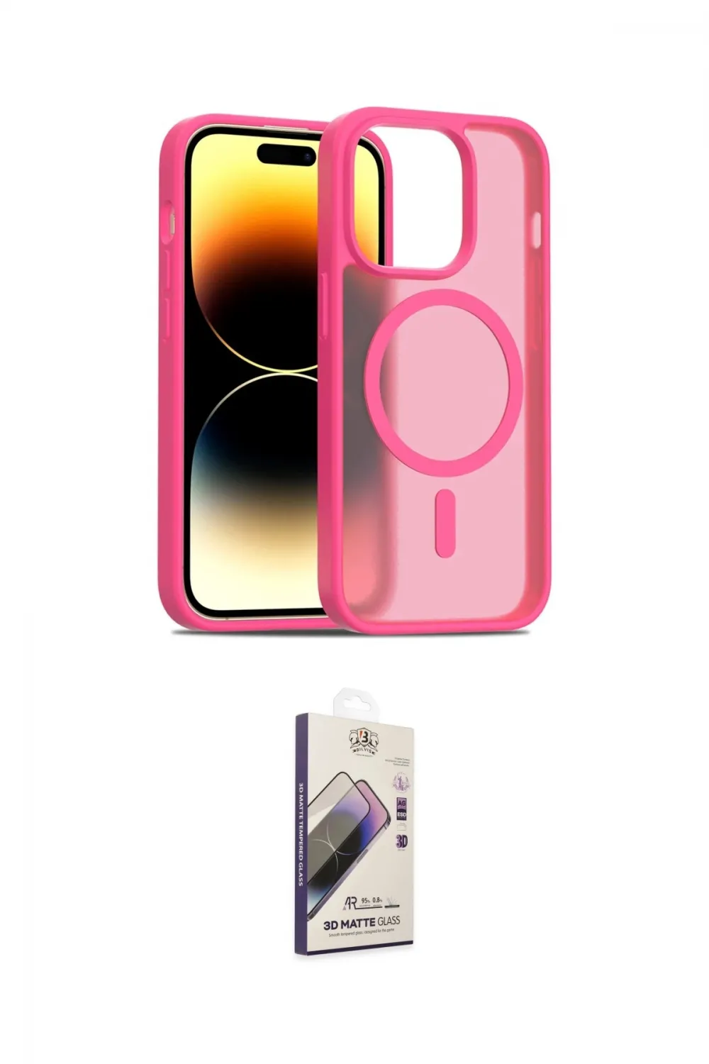 ieg™ iPhone 14 Pro Kılıf Siluet Minimal Prime - Siyah Bilvis 3D Mat Cam Ekran Koruyucu