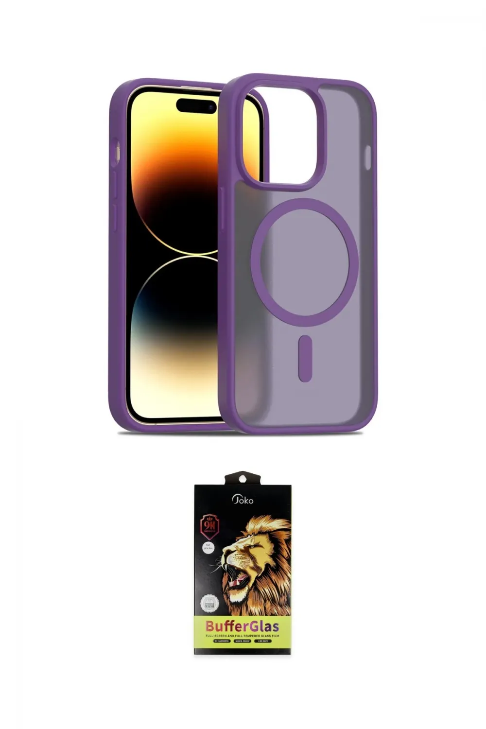 ieg™ iPhone 14 Pro Kılıf Siluet Minimal Prime - Siyah Buffer Cam Ekran Koruyucu