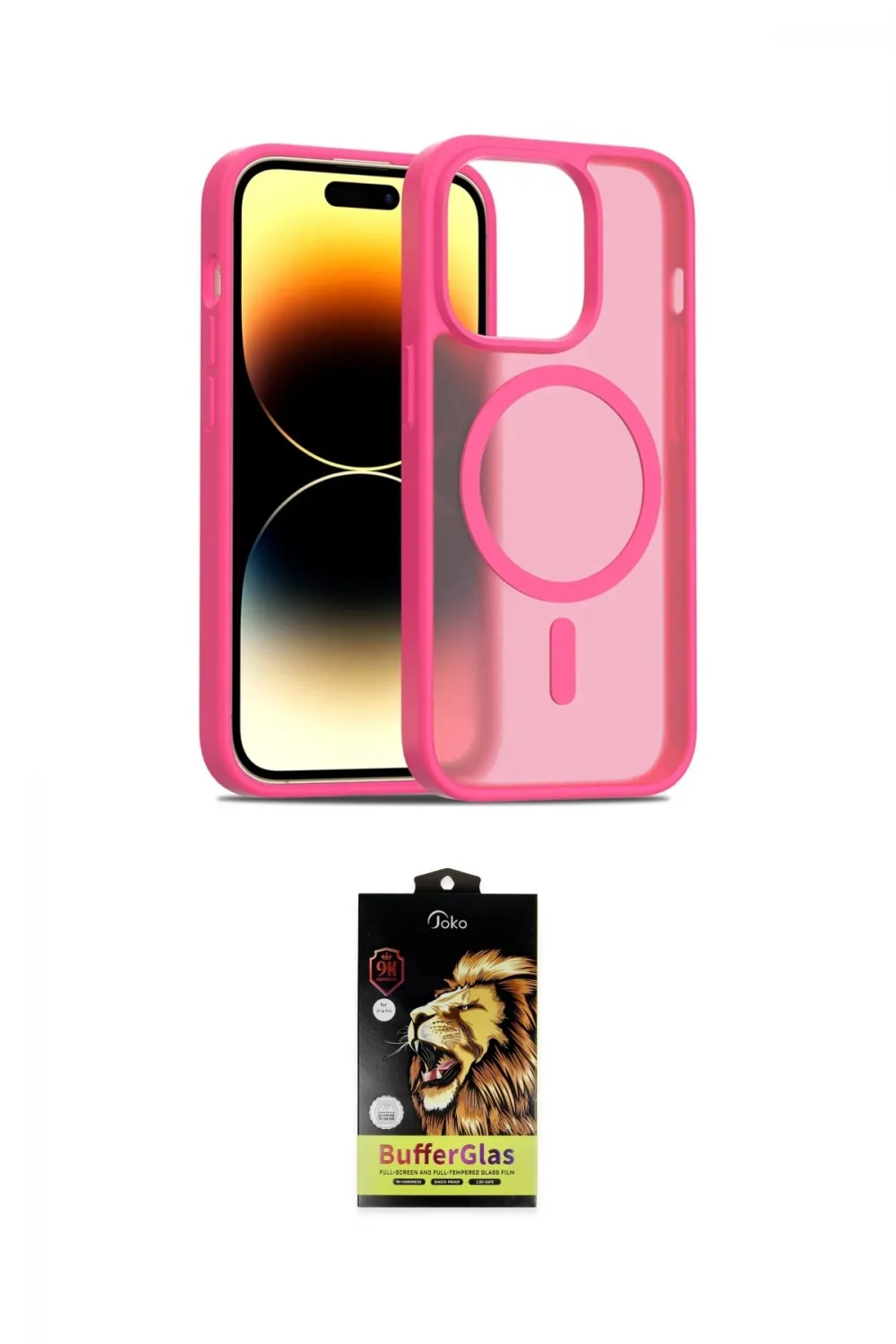ieg™ iPhone 14 Pro Kılıf Siluet Minimal Prime - Siyah Buffer Cam Ekran Koruyucu