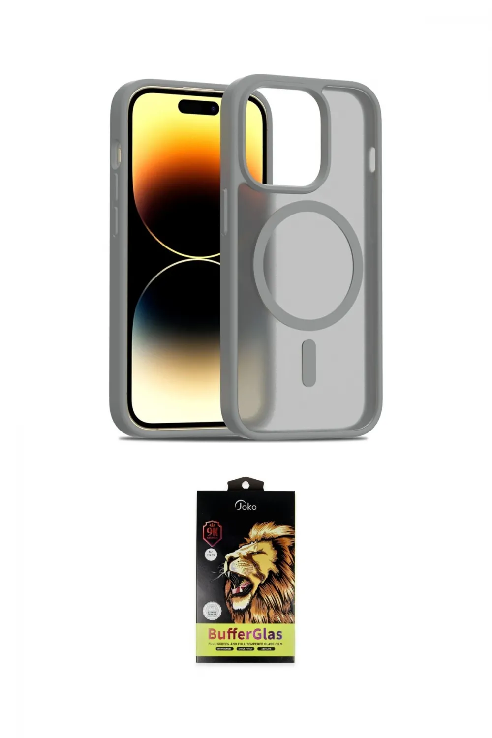 ieg™ iPhone 14 Pro Kılıf Siluet Minimal Prime - Siyah Buffer Cam Ekran Koruyucu