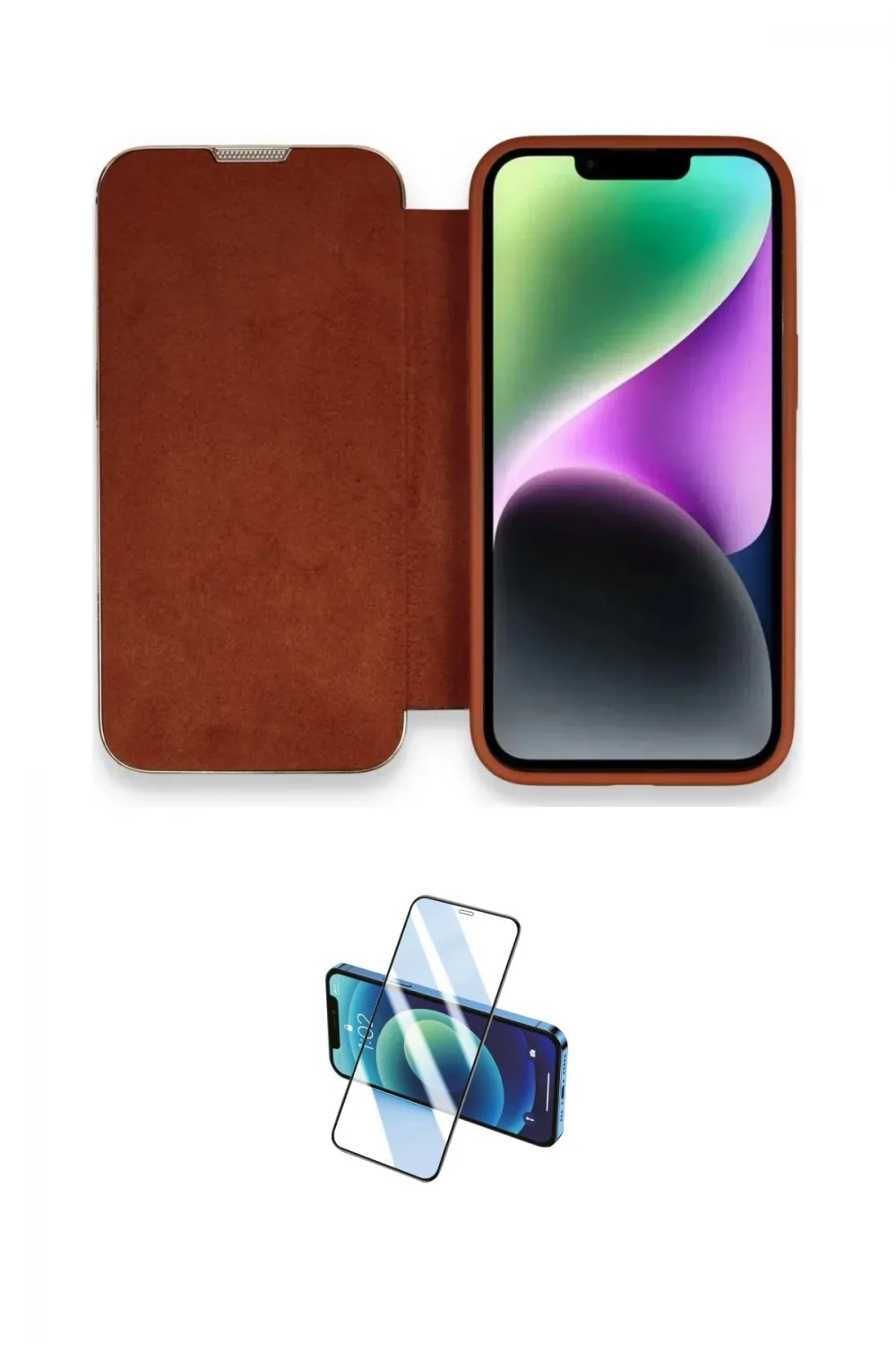 ieg™ iPhone 14 Pro Kılıf Siluet Minimal Serisi - Siyah 3D Antistatik Cam Ekran Koruyucu