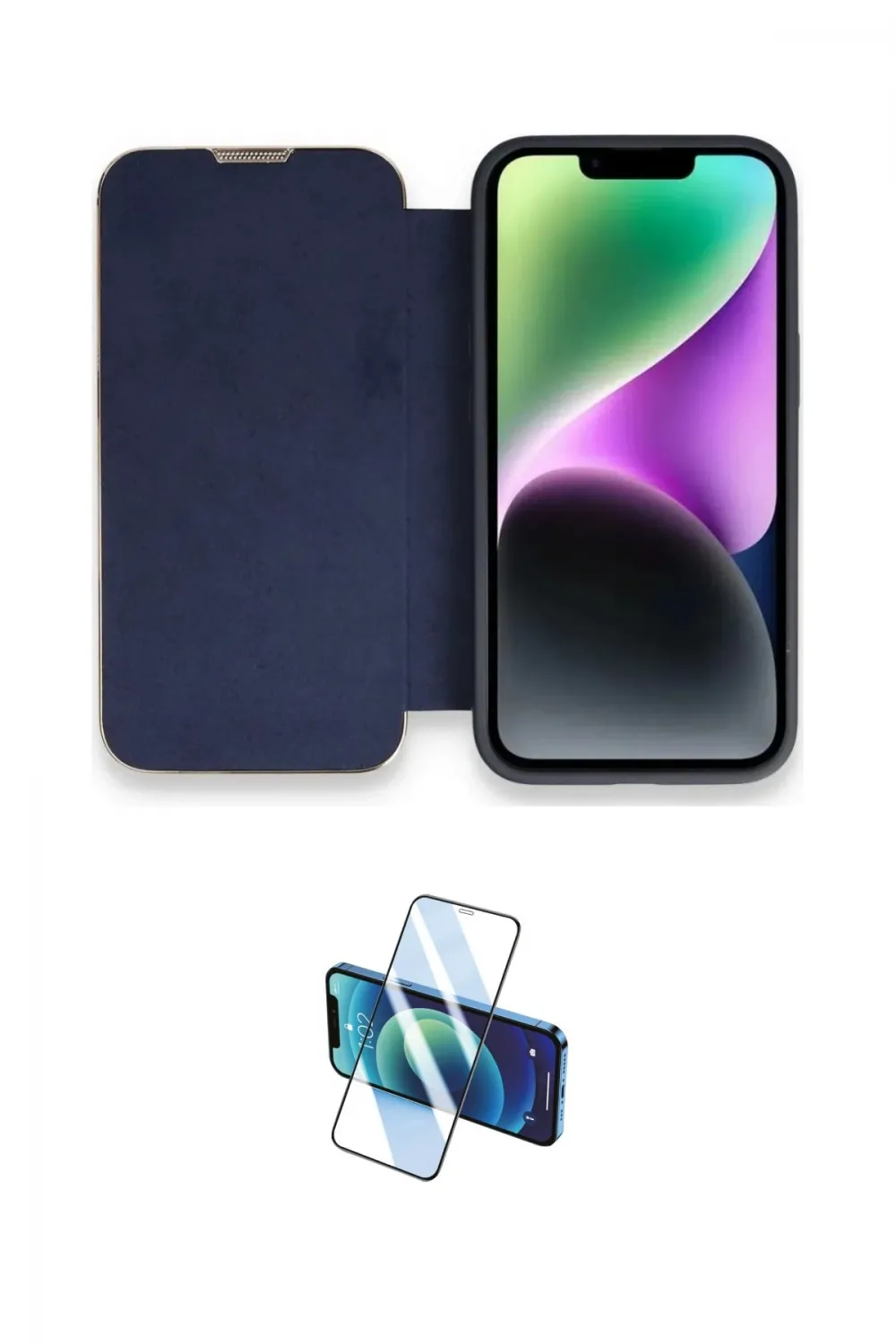 ieg™ iPhone 14 Pro Kılıf Siluet Minimal Serisi - Siyah 3D Antistatik Cam Ekran Koruyucu