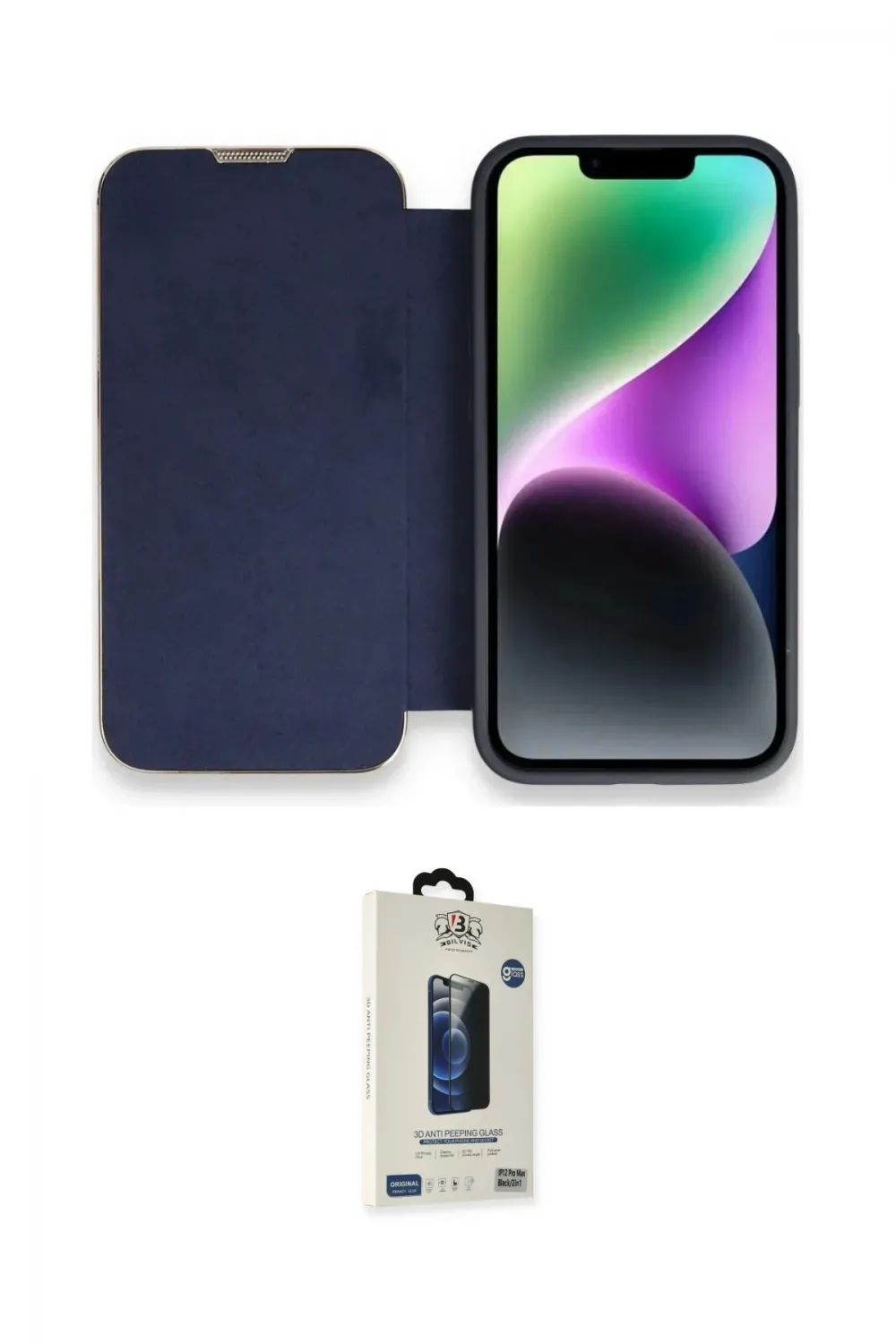 ieg™ iPhone 14 Pro Kılıf Siluet Minimal Serisi - Siyah Bilvis Hayalet Cam Ekran Koruyucu