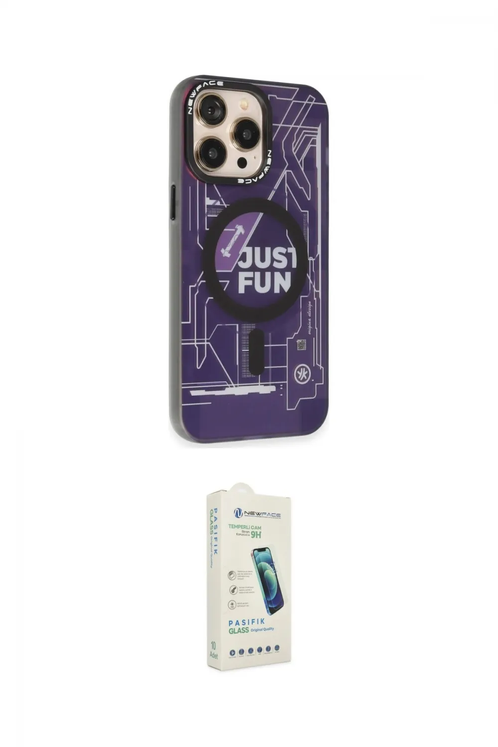 ieg™ iPhone 14 Pro Kılıf Siluet Modern Koleksiyonu - Şeffaf Pasifik Cam Ekran Koruyucu
