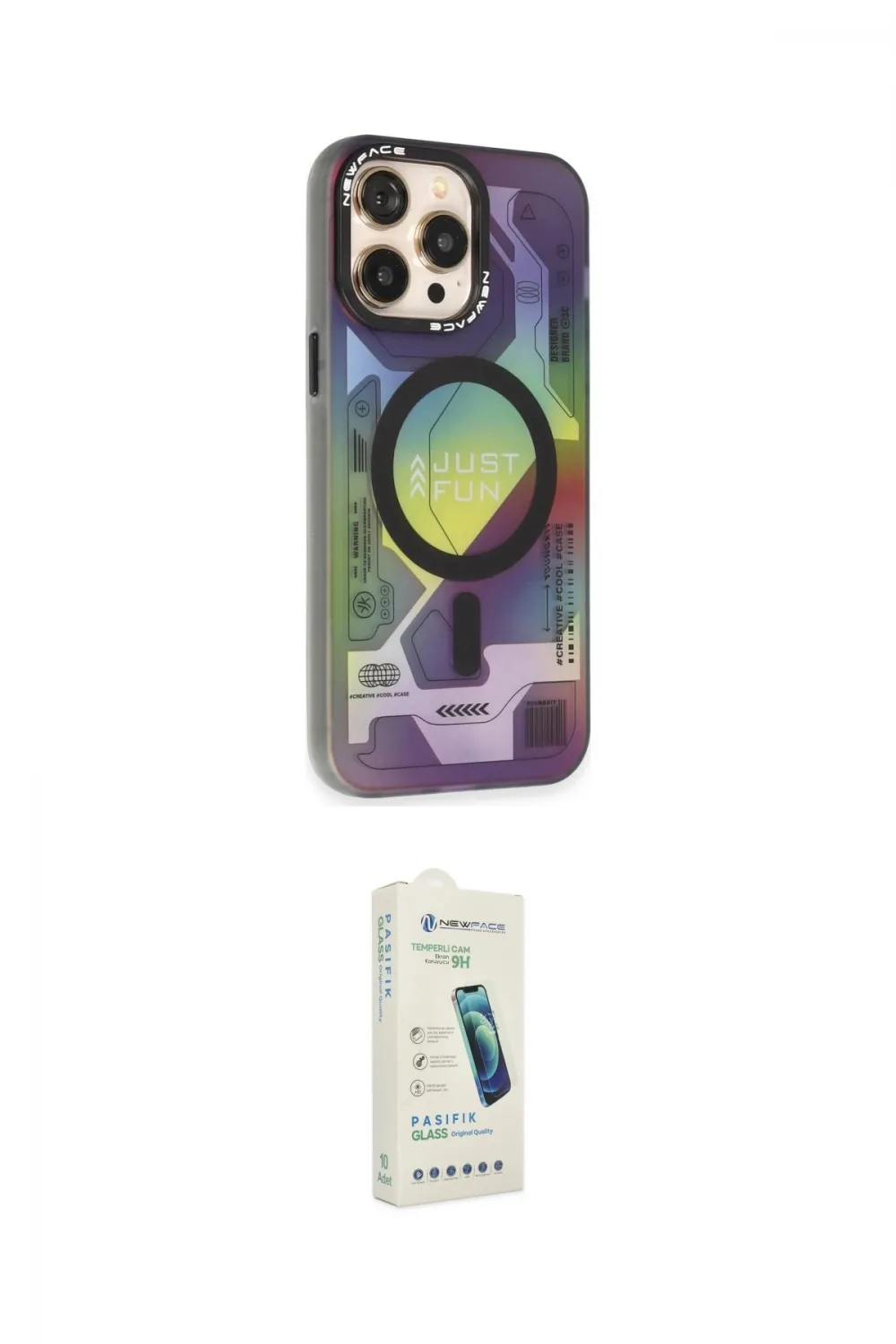 ieg™ iPhone 14 Pro Kılıf Siluet Modern Koleksiyonu - Şeffaf Pasifik Cam Ekran Koruyucu