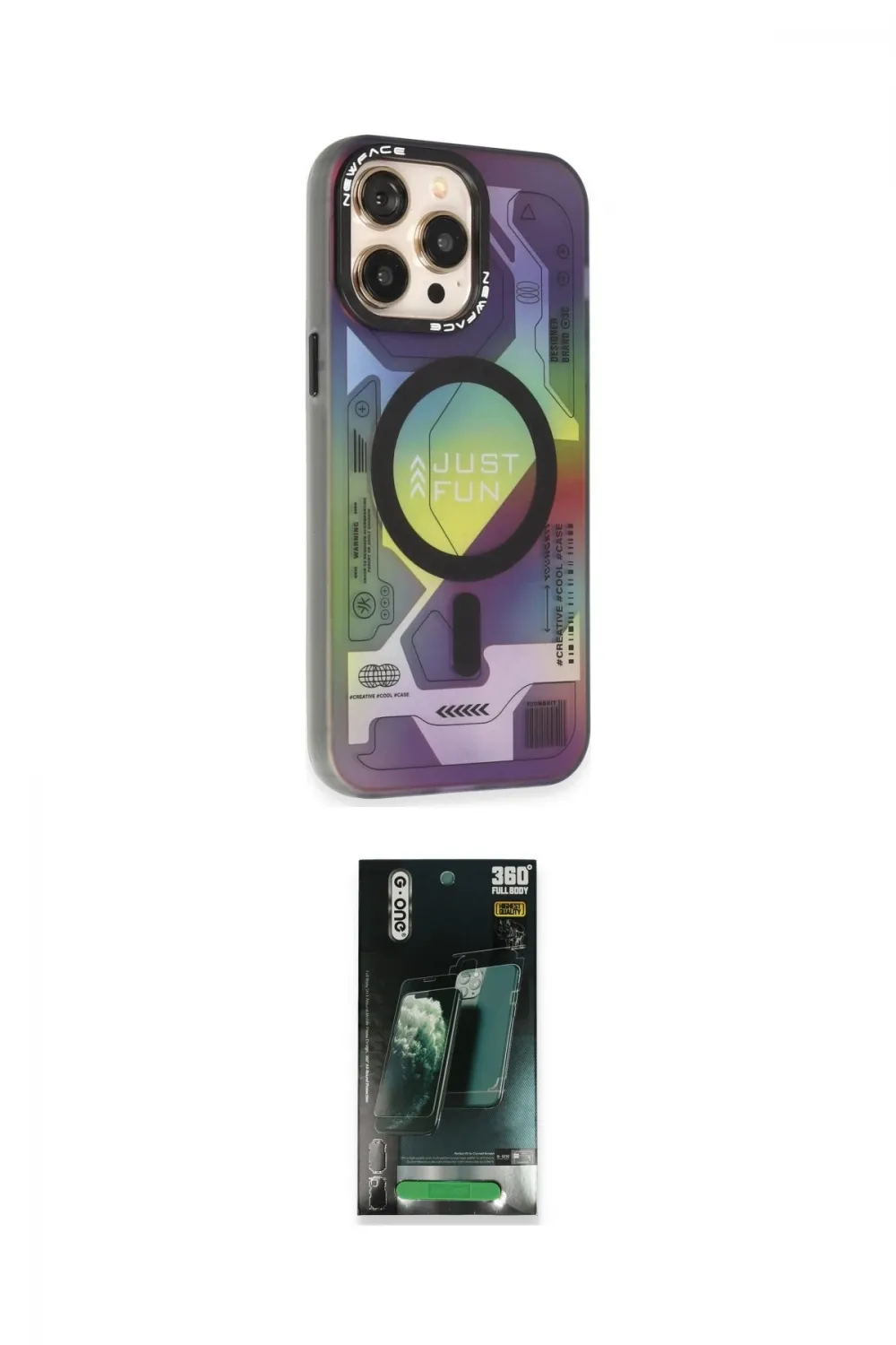 ieg™ iPhone 14 Pro Kılıf Siluet Modern Koleksiyonu - Siyah 360 Mat Full Body Arka Koruyucu