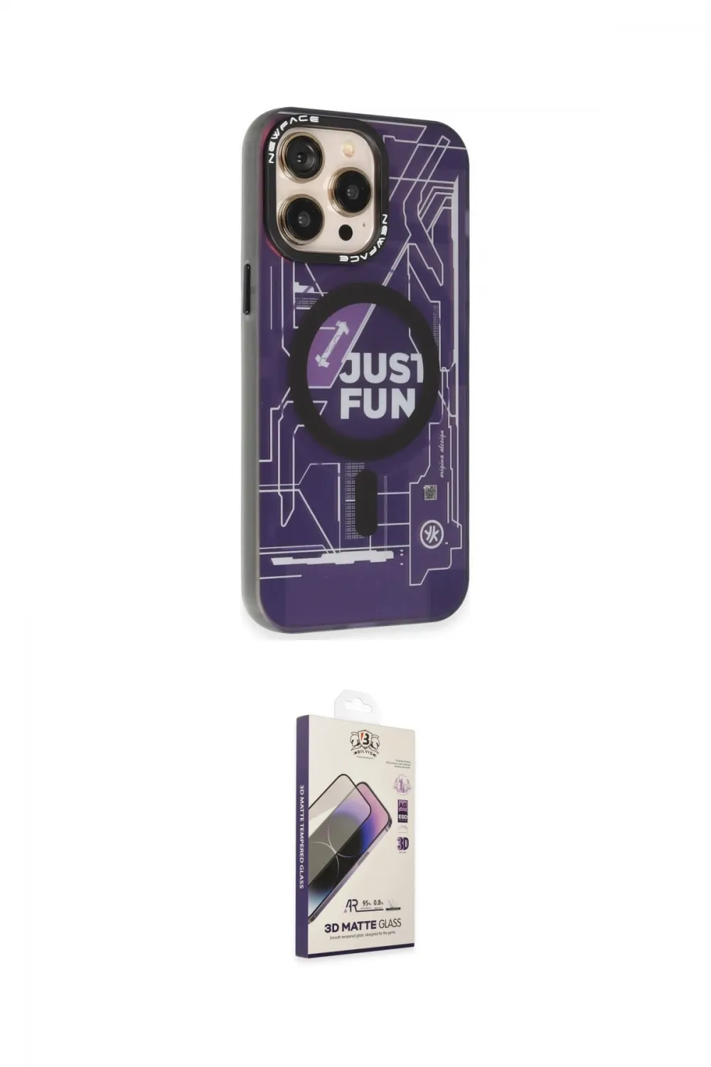 ieg™ iPhone 14 Pro Kılıf Siluet Modern Koleksiyonu - Siyah Bilvis 3D Mat Cam Ekran Koruyucu