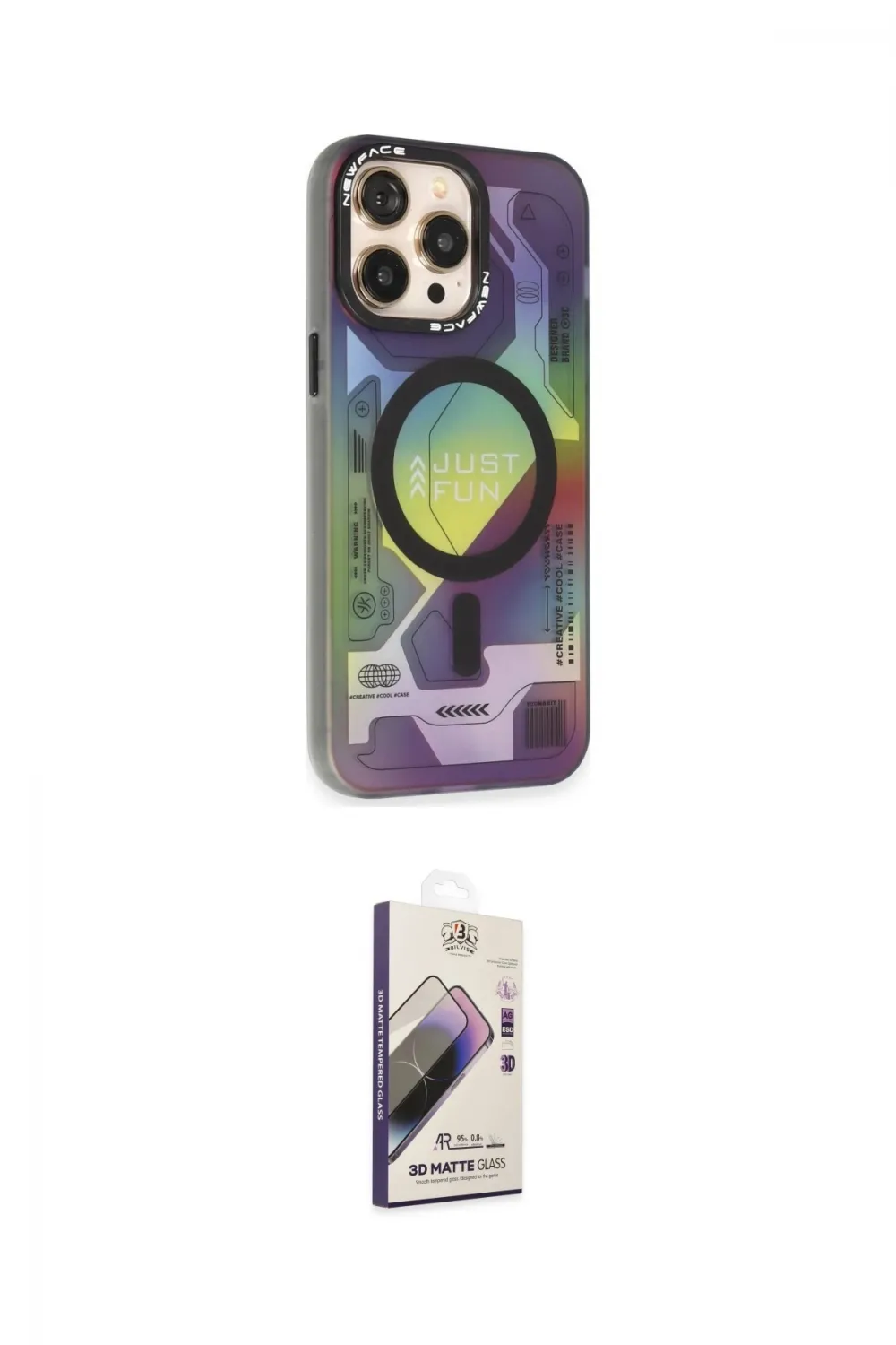 ieg™ iPhone 14 Pro Kılıf Siluet Modern Koleksiyonu - Siyah Bilvis 3D Mat Cam Ekran Koruyucu