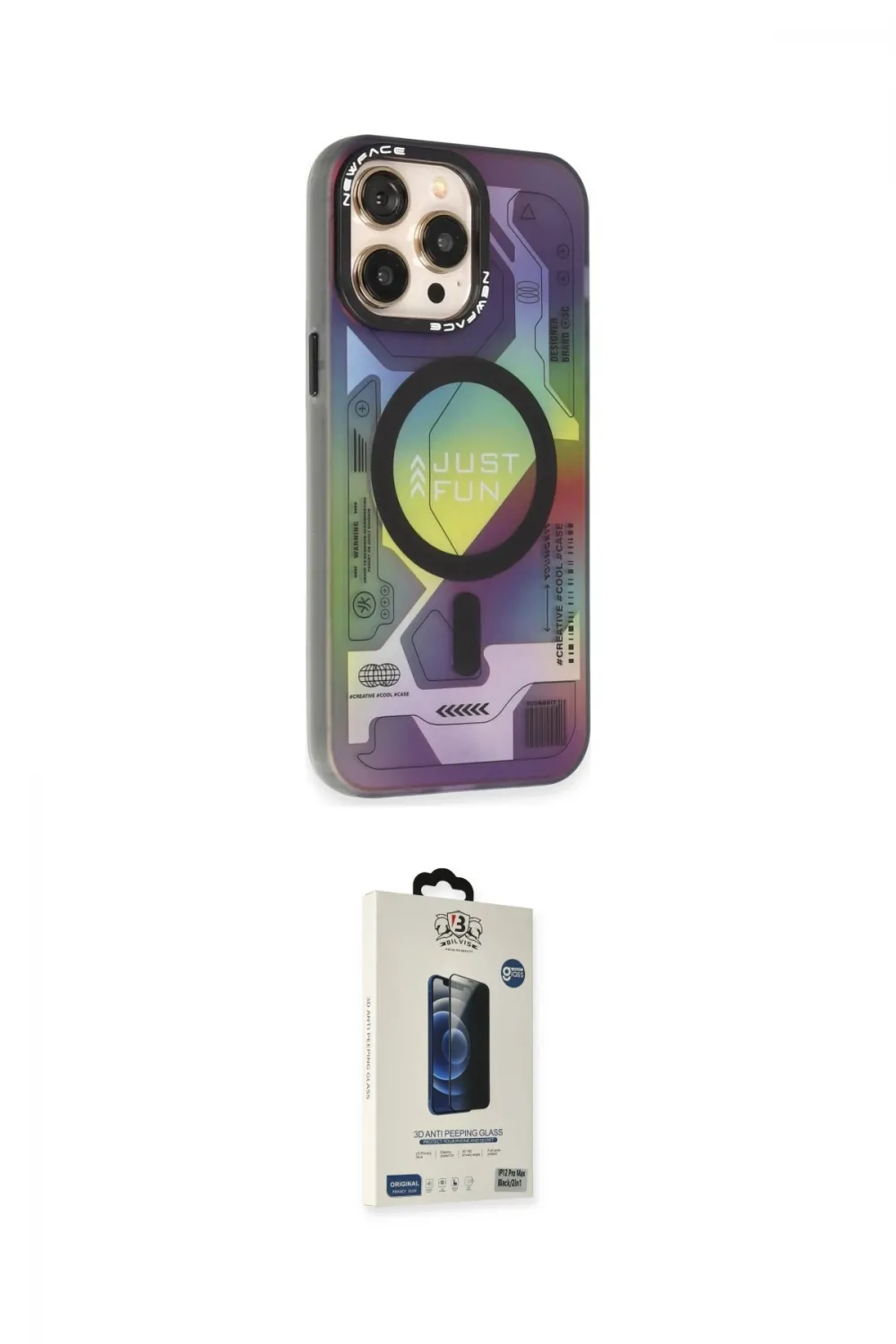 ieg™ iPhone 14 Pro Kılıf Siluet Modern Koleksiyonu - Siyah Bilvis Hayalet Cam Ekran Koruyucu