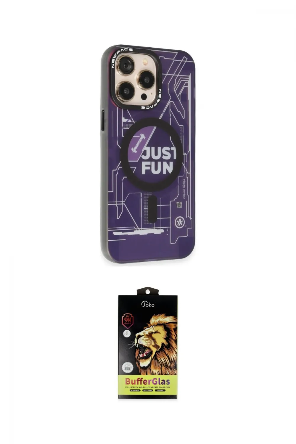 ieg™ iPhone 14 Pro Kılıf Siluet Modern Koleksiyonu - Siyah Buffer Cam Ekran Koruyucu