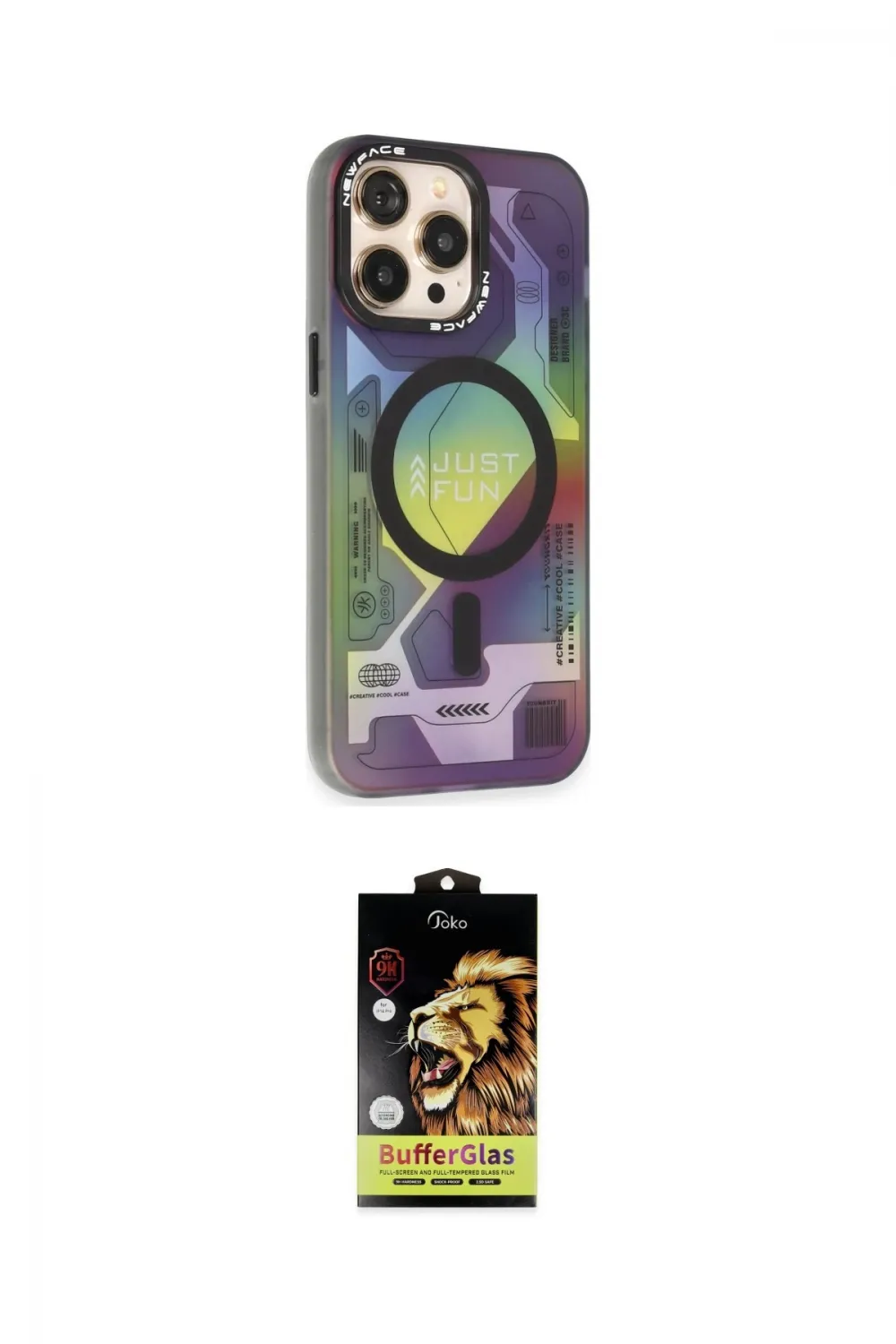 ieg™ iPhone 14 Pro Kılıf Siluet Modern Koleksiyonu - Siyah Buffer Cam Ekran Koruyucu
