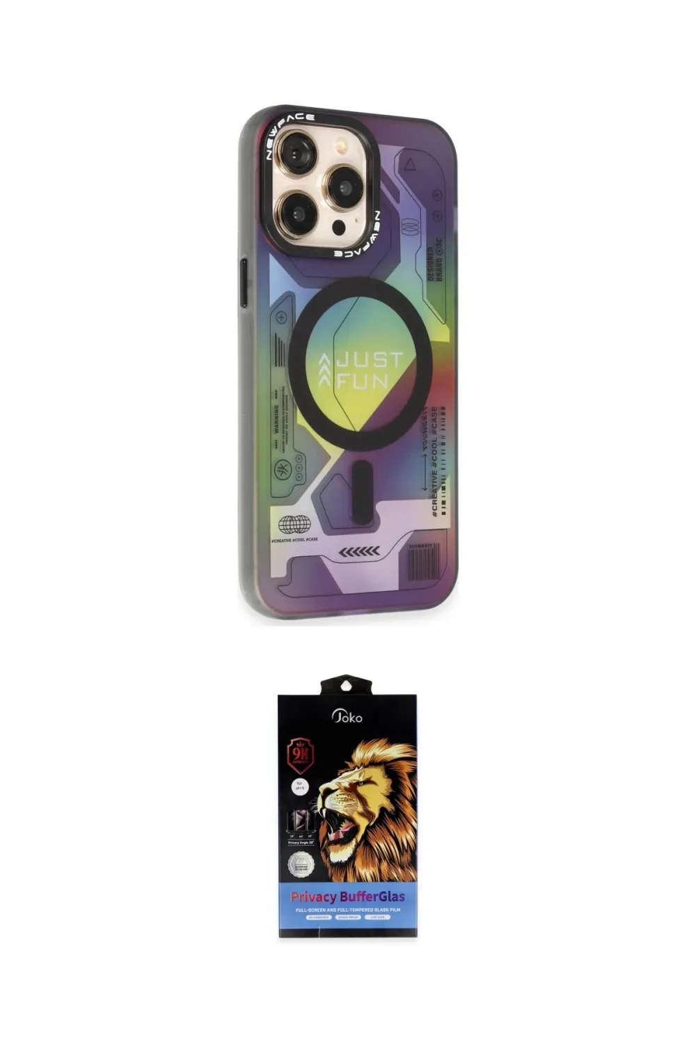 ieg™ iPhone 14 Pro Kılıf Siluet Modern Koleksiyonu - Siyah Buffer Hayalet Cam Ekran Koruyucu