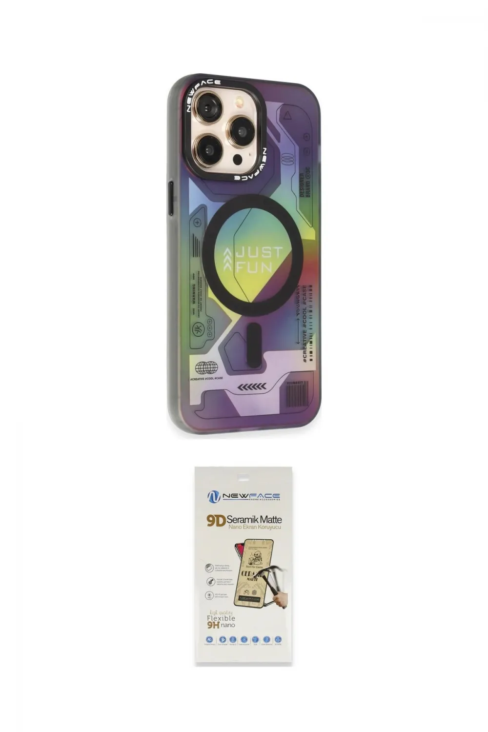 ieg™ iPhone 14 Pro Kılıf Siluet Modern Koleksiyonu - Siyah Mat Seramik Nano Ekran Koruyucu