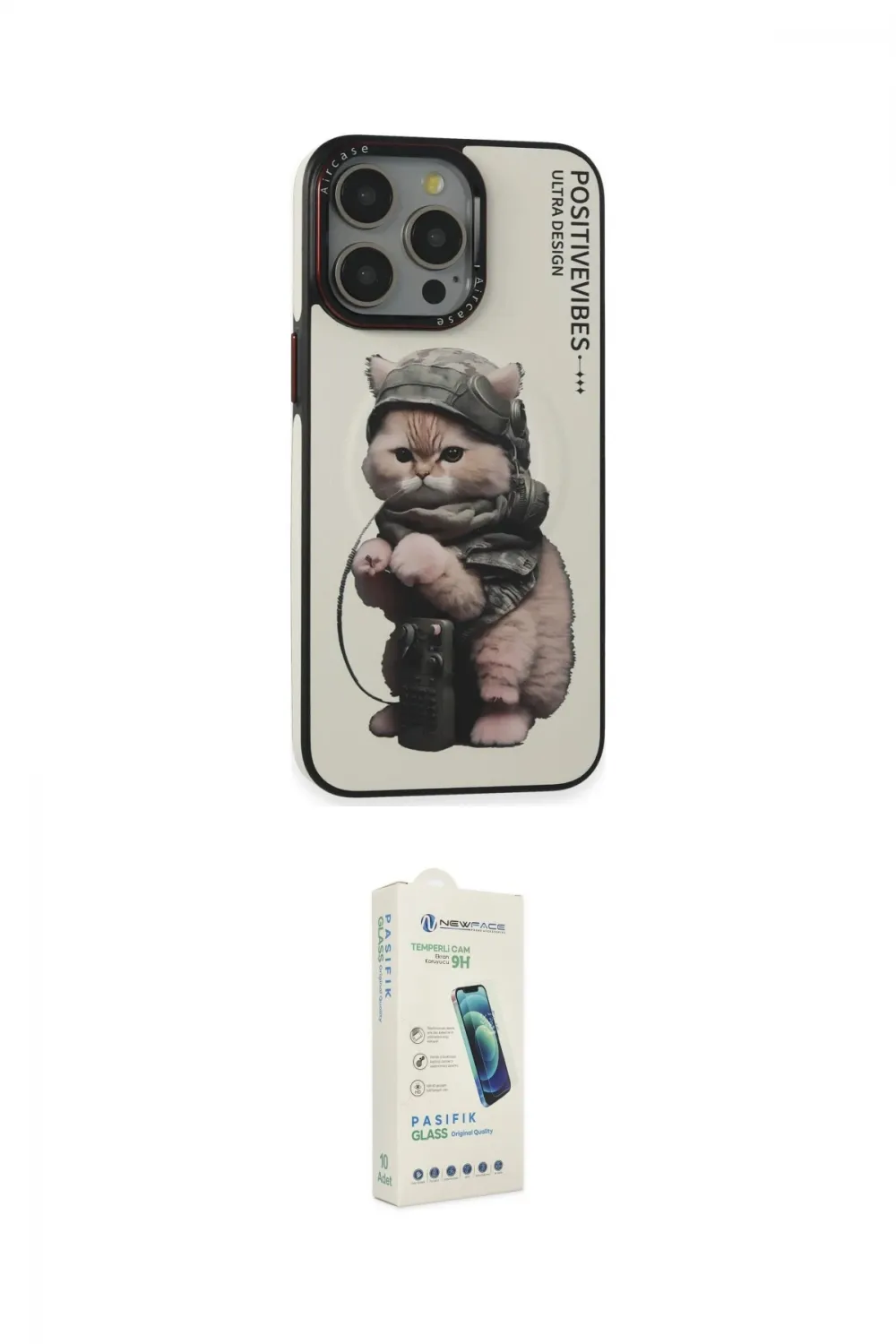 ieg™ iPhone 14 Pro Kılıf Siluet Modern Özel Seri - Şeffaf Pasifik Cam Ekran Koruyucu