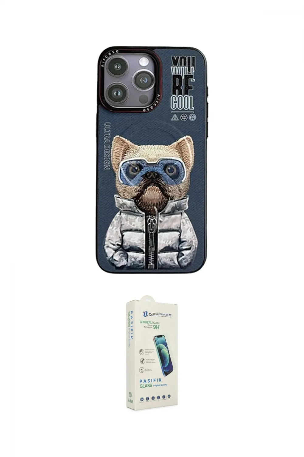 ieg™ iPhone 14 Pro Kılıf Siluet Modern Özel Seri - Şeffaf Pasifik Cam Ekran Koruyucu