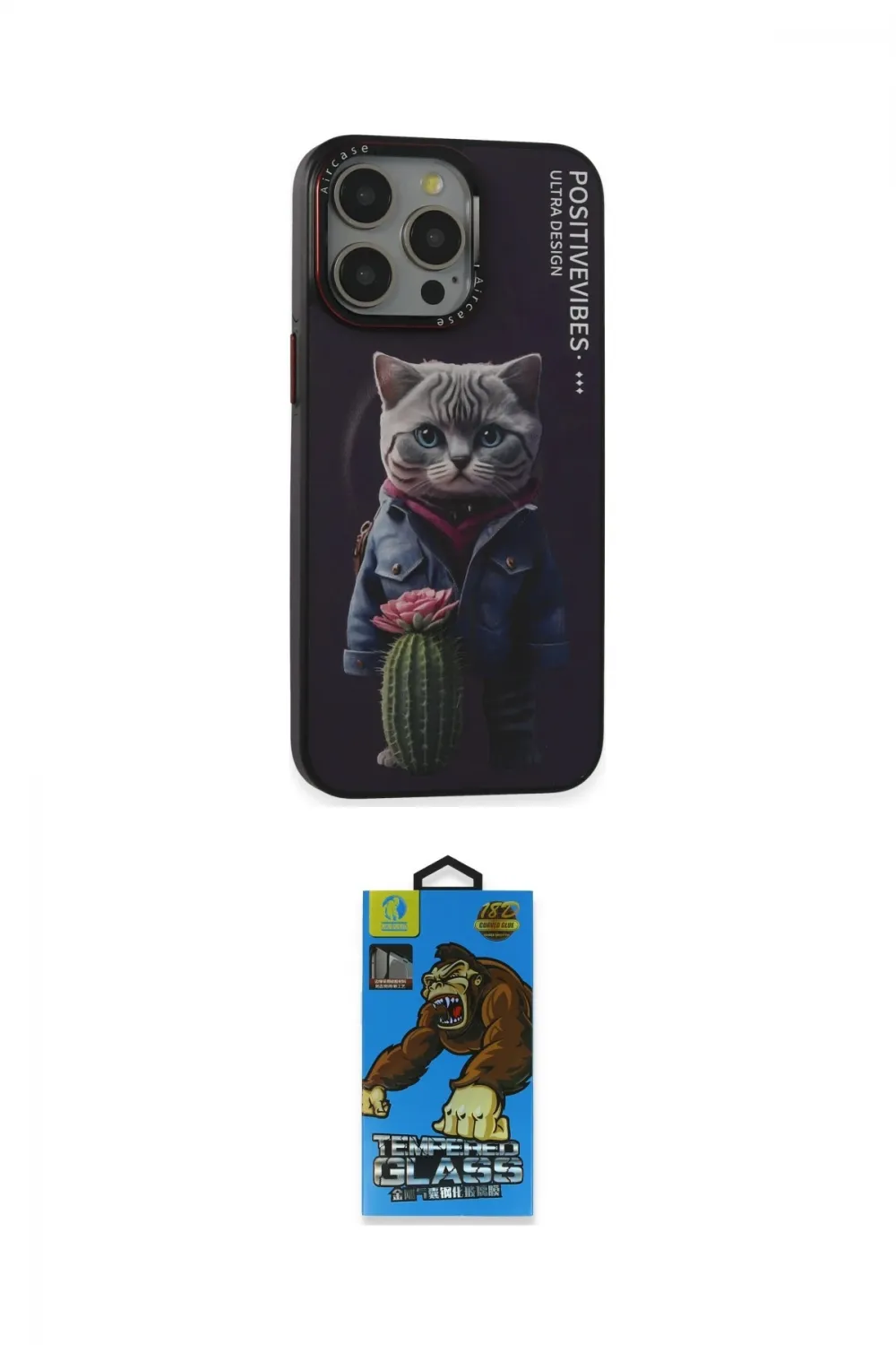 ieg™ iPhone 14 Pro Kılıf Siluet Modern Özel Seri - Siyah 18D Cam Ekran Koruyucu
